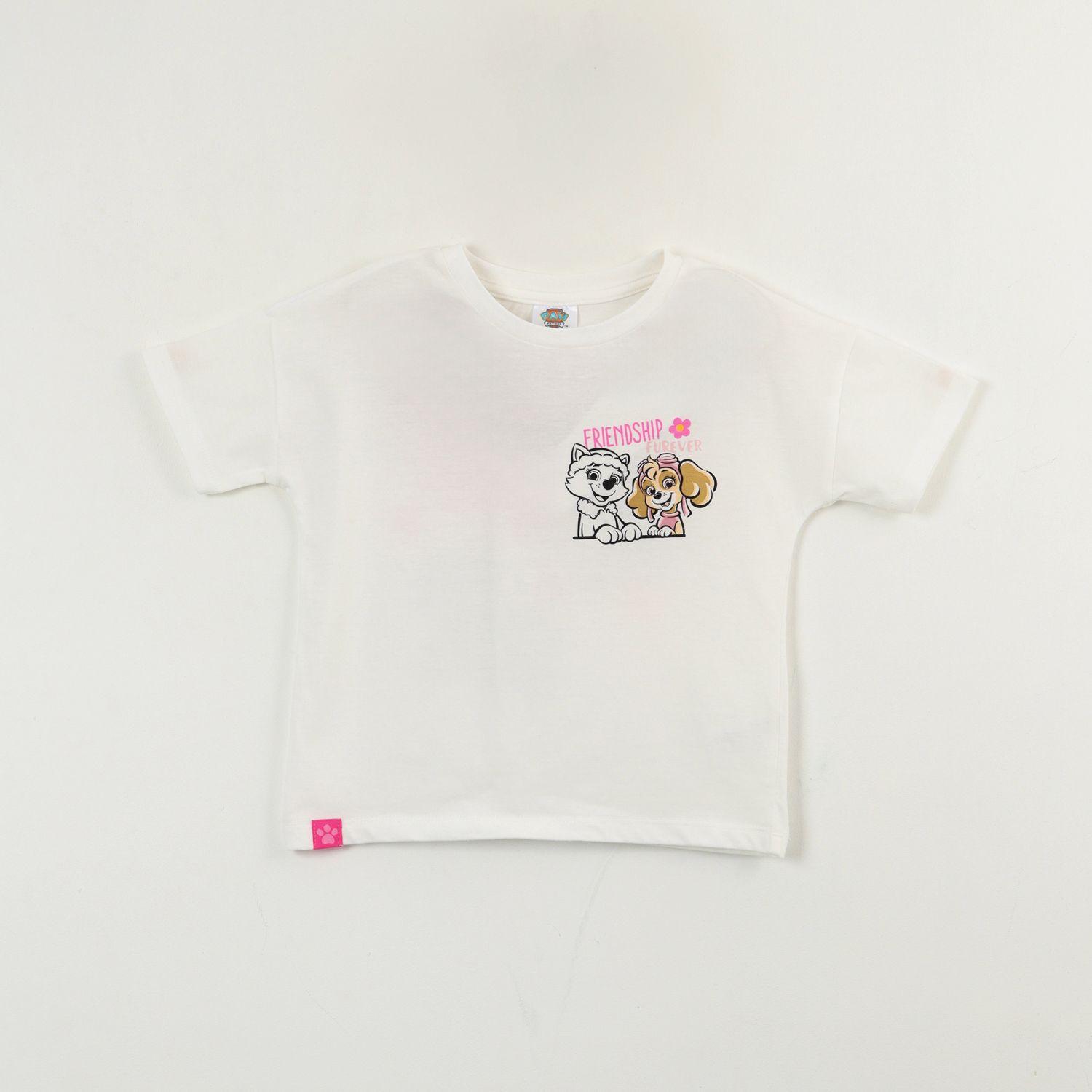 Polera Manga Corta Niña Skye Y Everest Blanco Paw Patrol-0