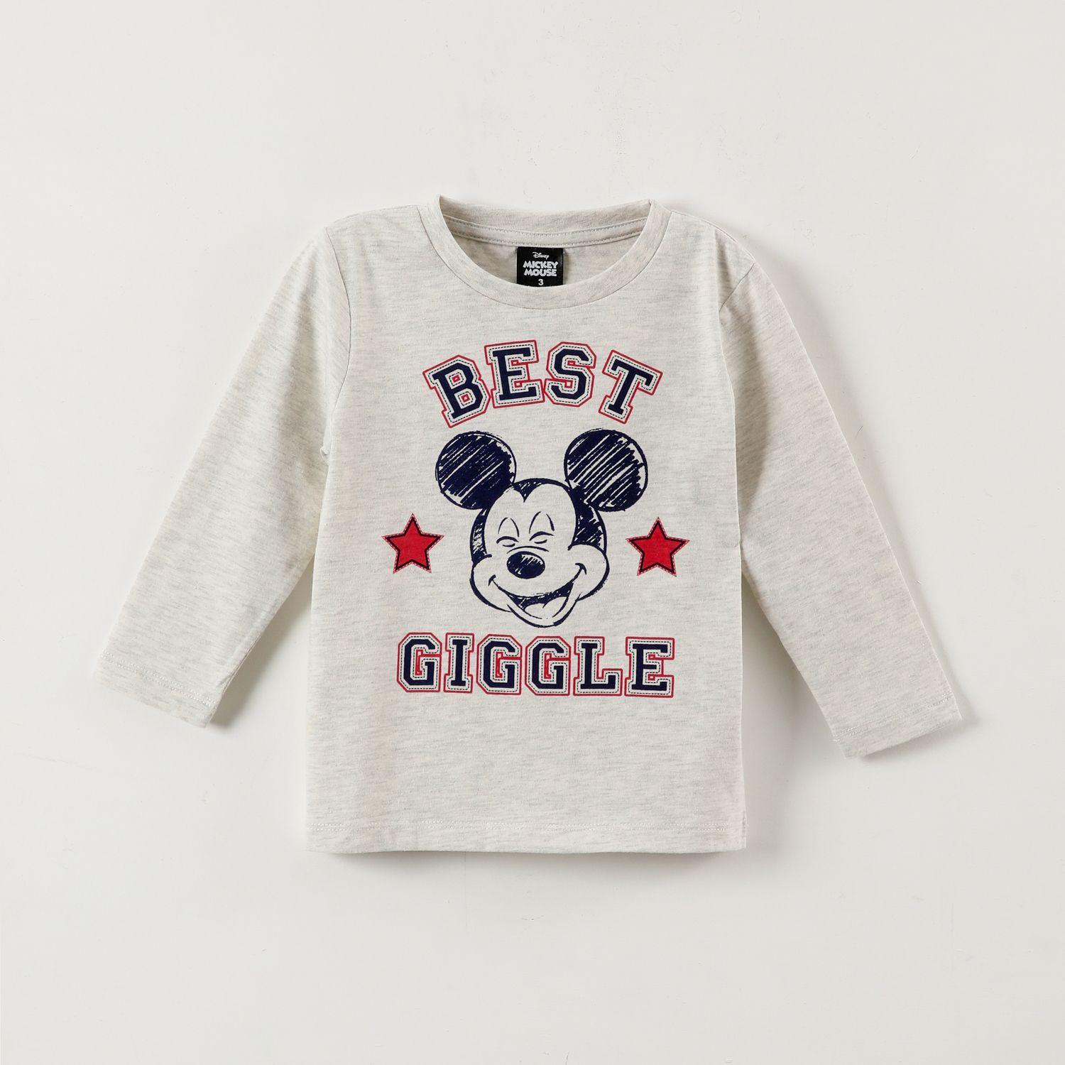 Polera Manga Larga Niño Mickey Best Giggle Gris Disney-0