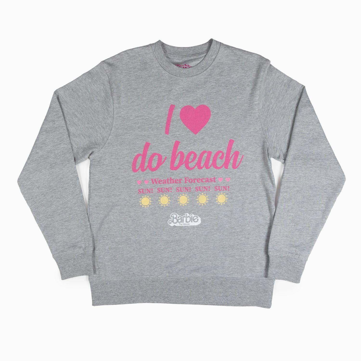 Poleron Mujer I Love Da Beach Gris Barbie-0