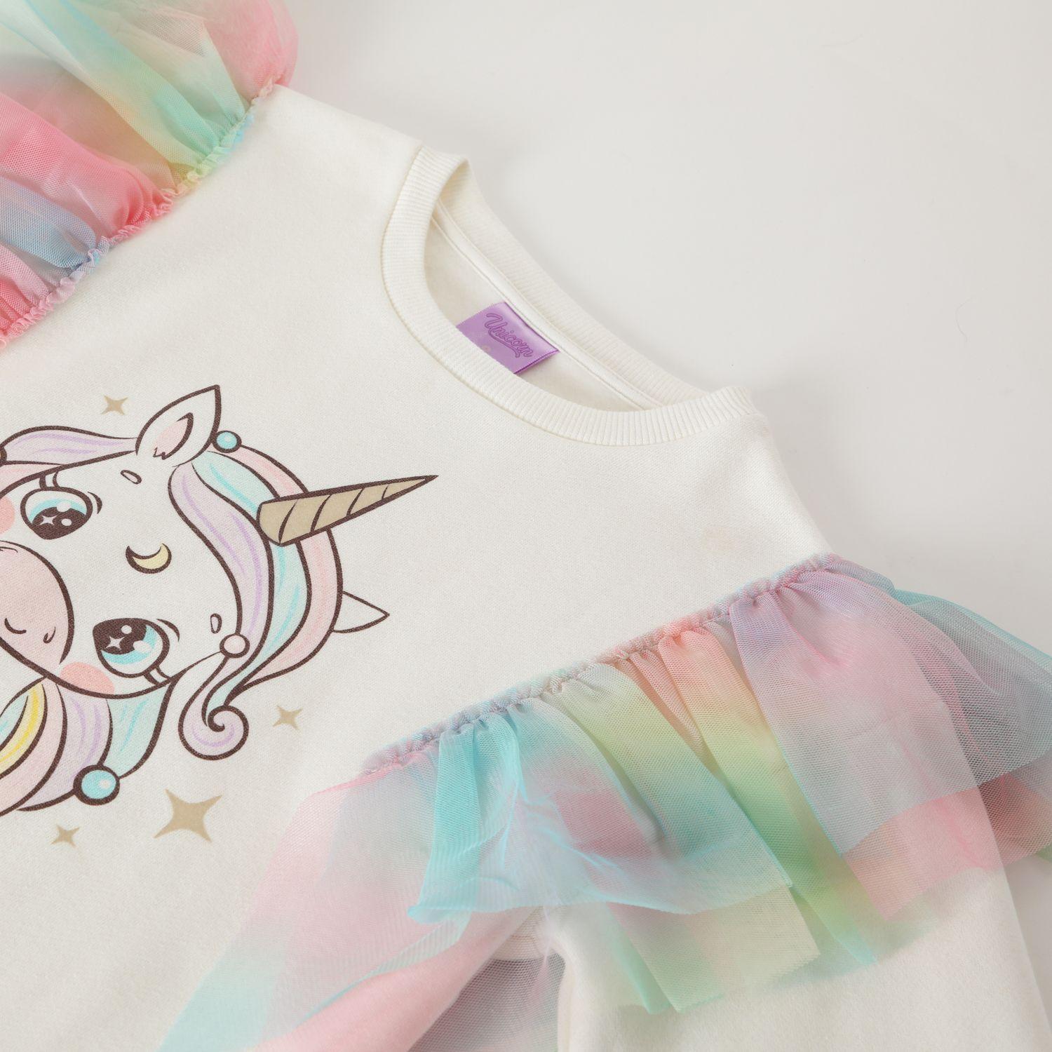 Poleron Cerrado Niña Vuelitos Blanco Unicornio-1
