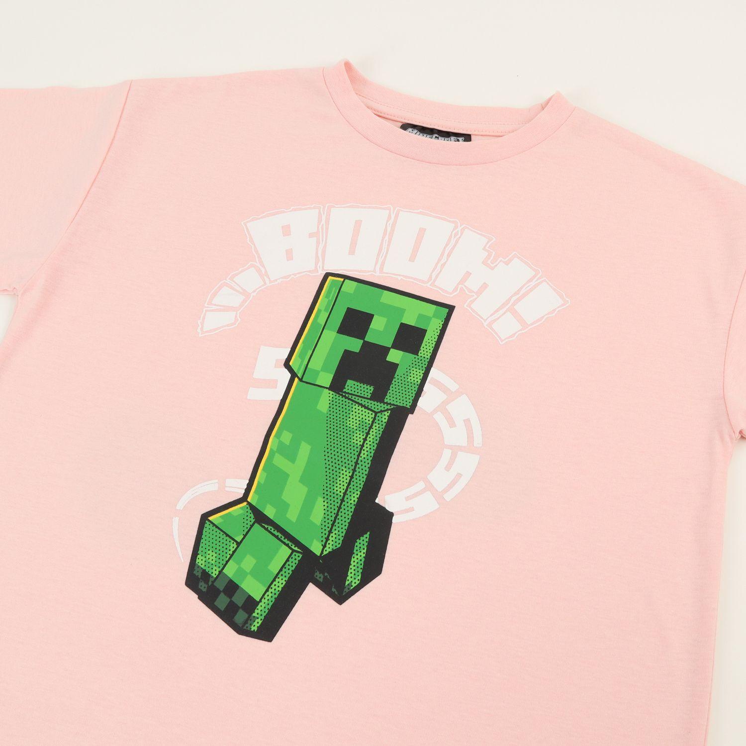 Polera Manga Corta Niño Damasco Creeper Boom Minecraft-2