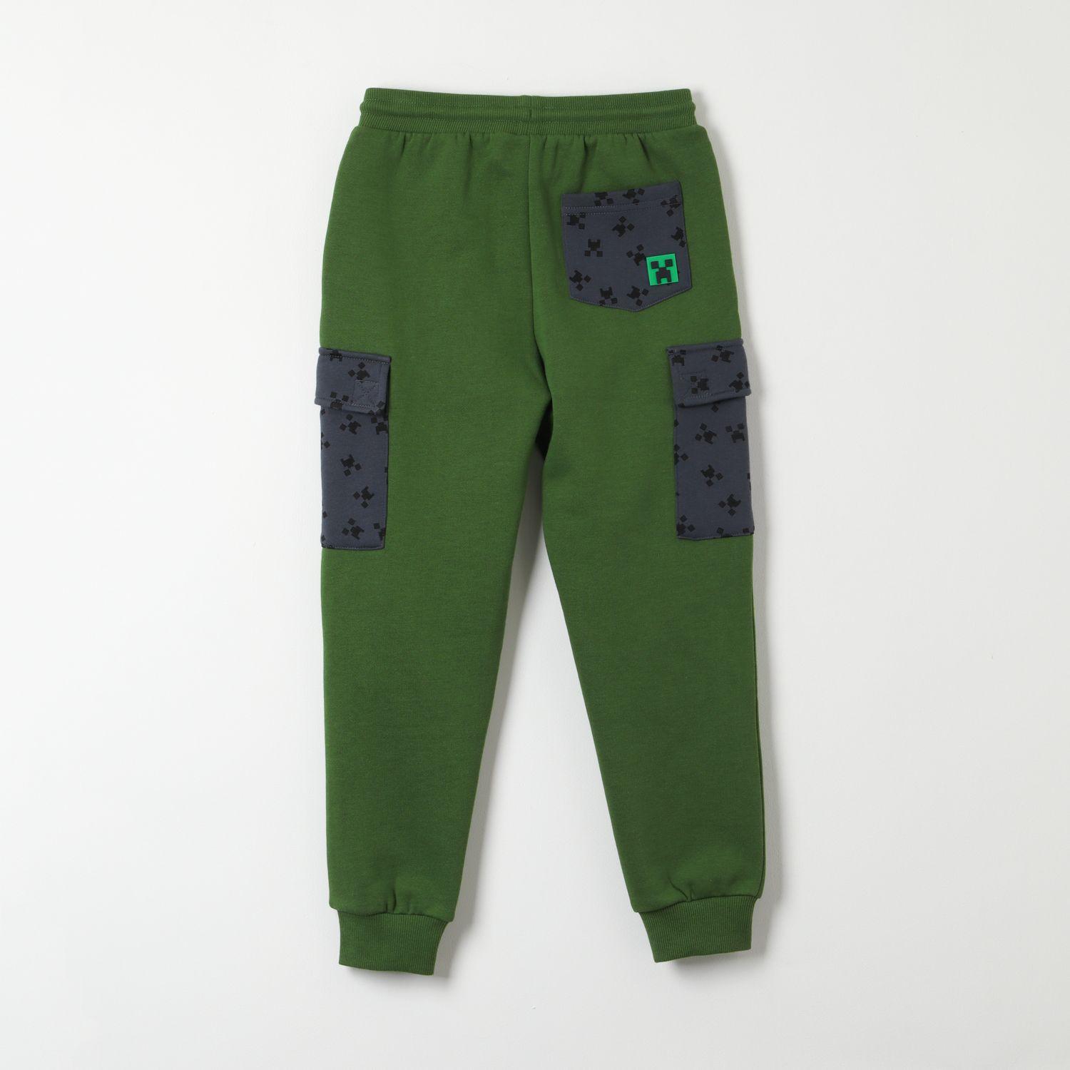 Pantalon De Buzo Niño Bolsillos Verde Minecraft-2