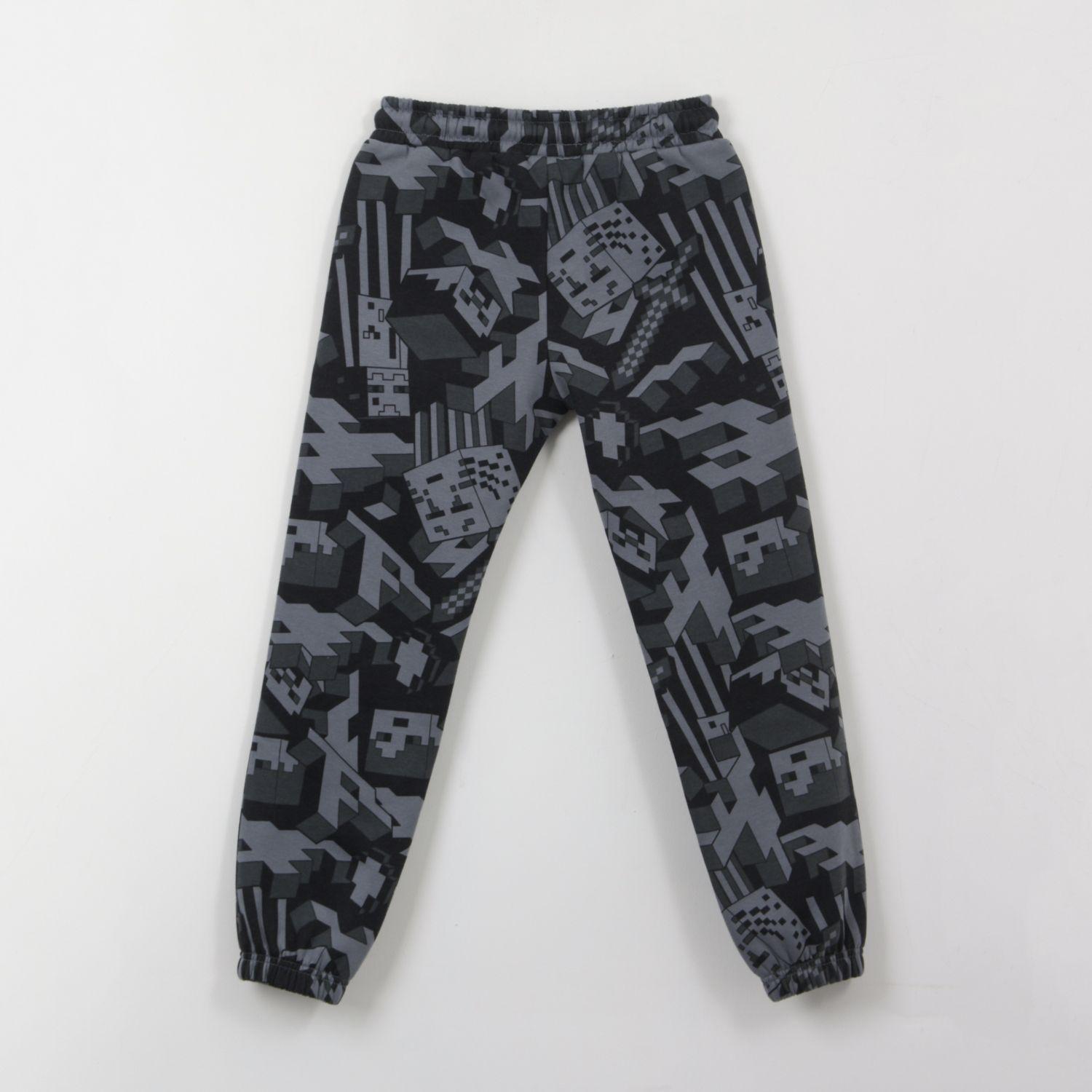 Pantalón de Buzo Niño Full Print Gris Minecraft-1