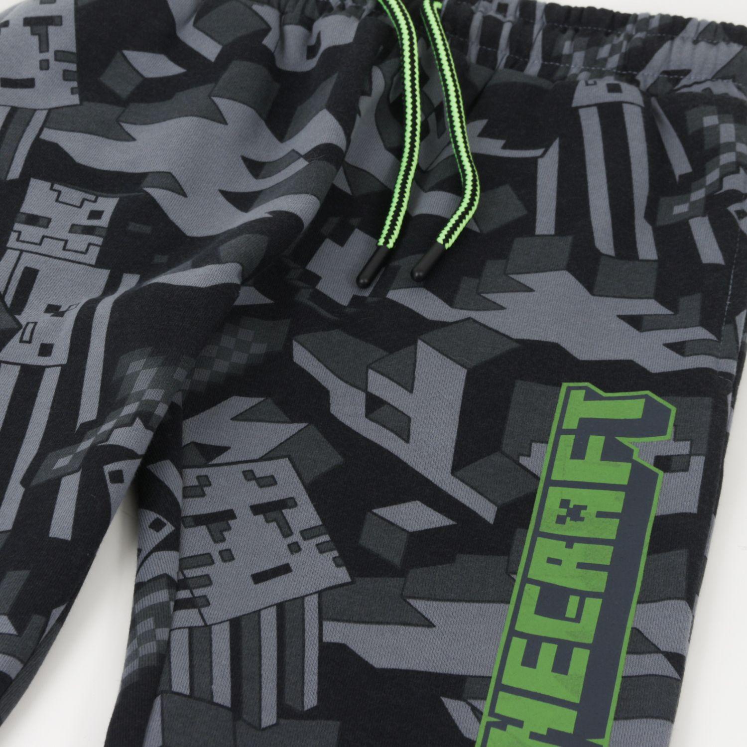 Pantalón de Buzo Niño Full Print Gris Minecraft-2