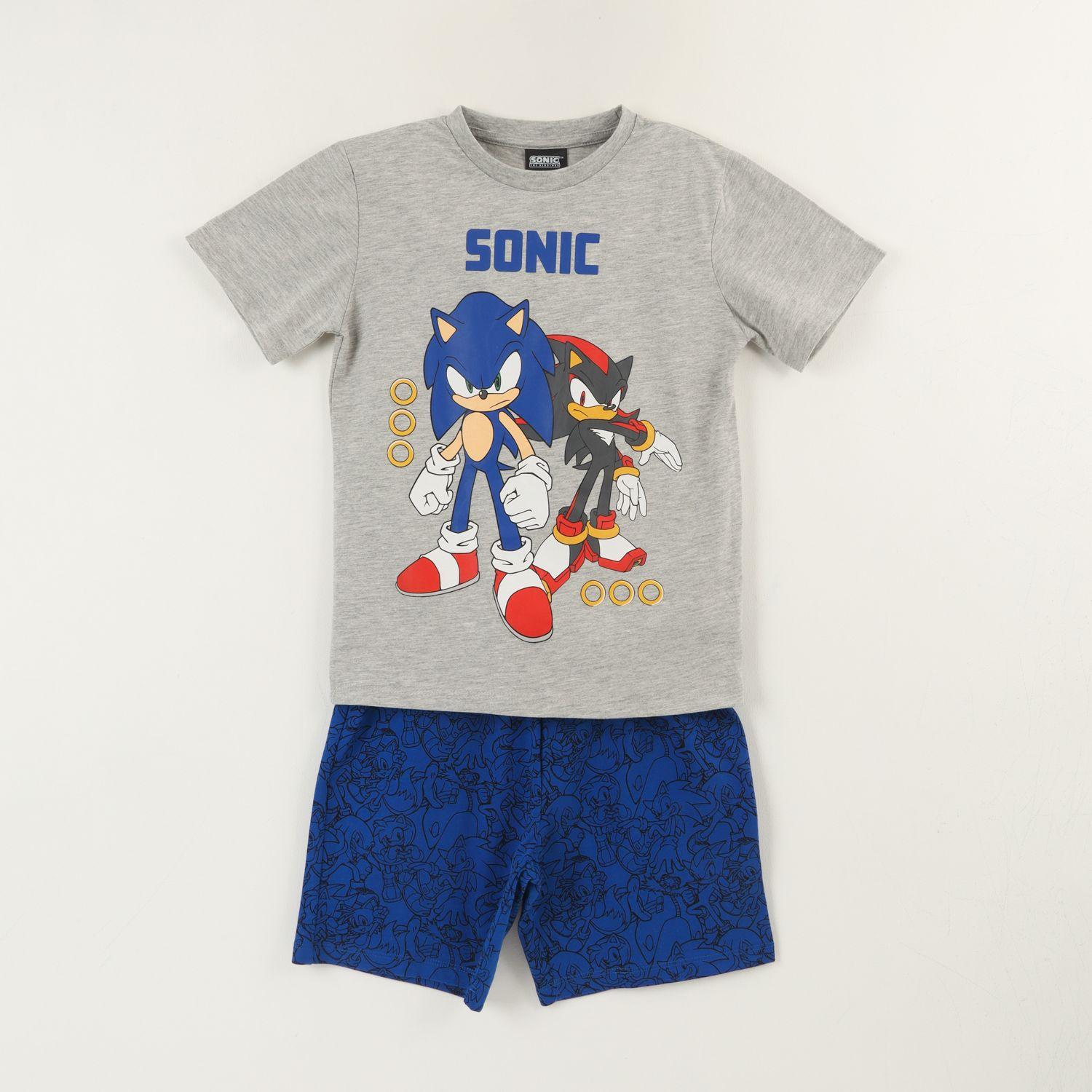 Pijama Manga Corta Niño Gris Claro Personajes Sonic-0