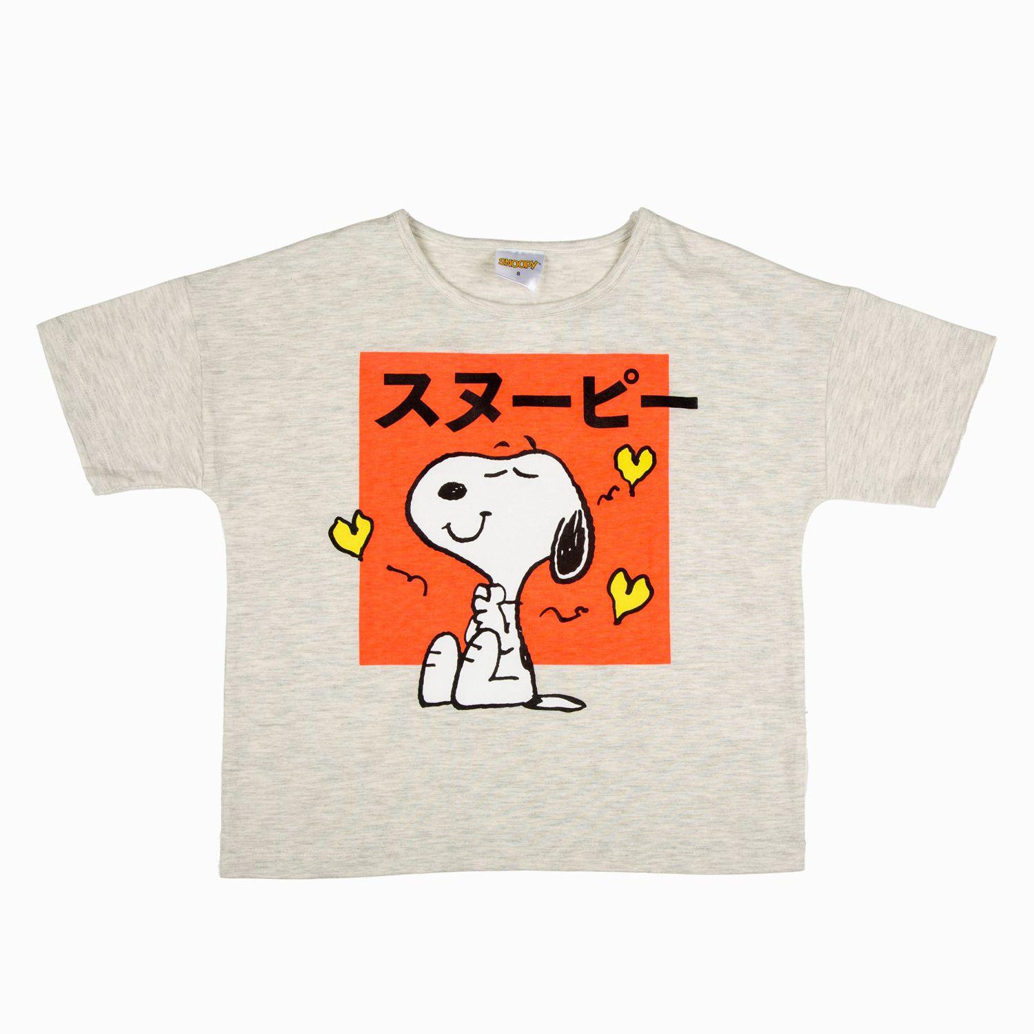 Polera Niña Tres Corazones Gris Snoopy-2