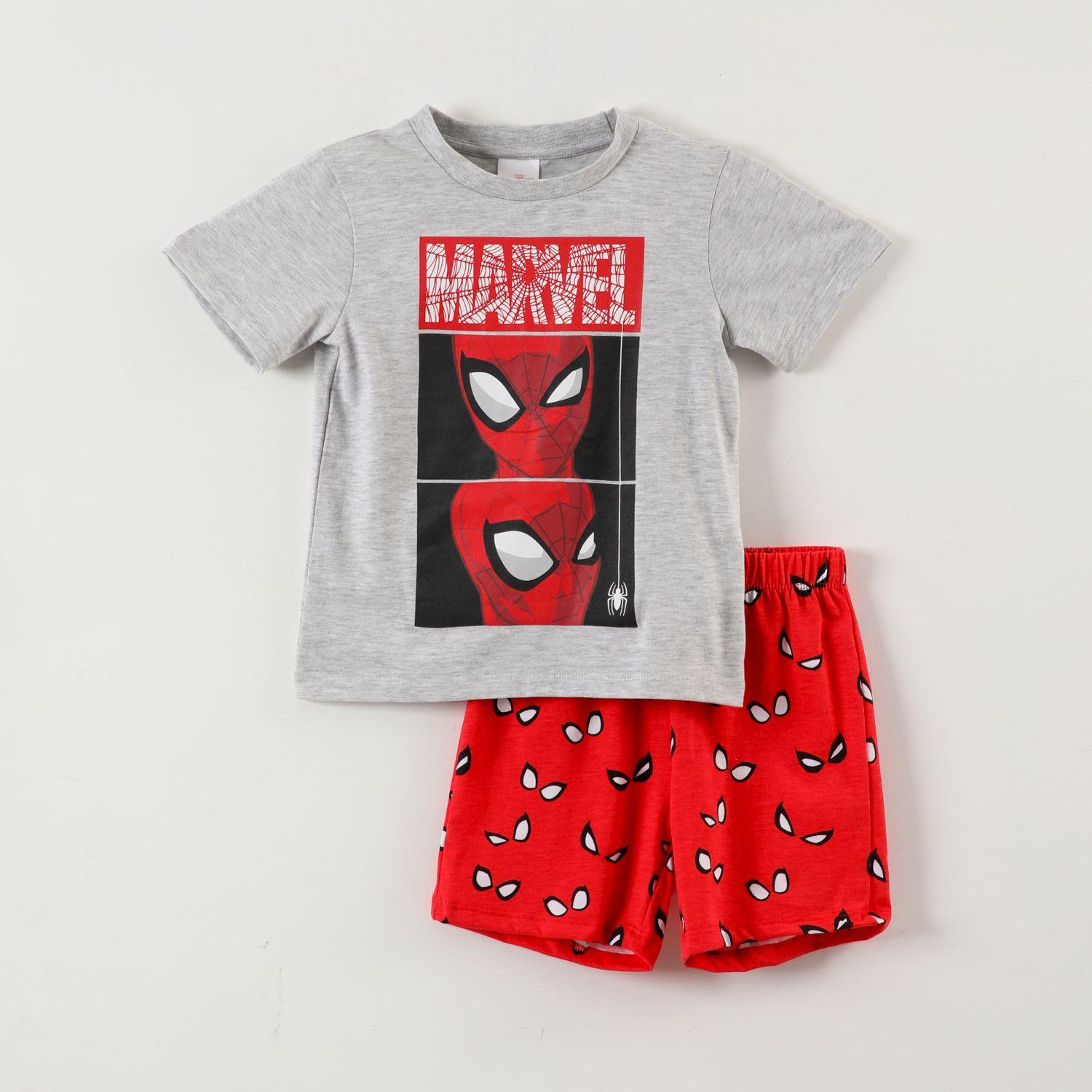 Pijama Corto Niño Spiderman Cabezas Gris Marvel-0
