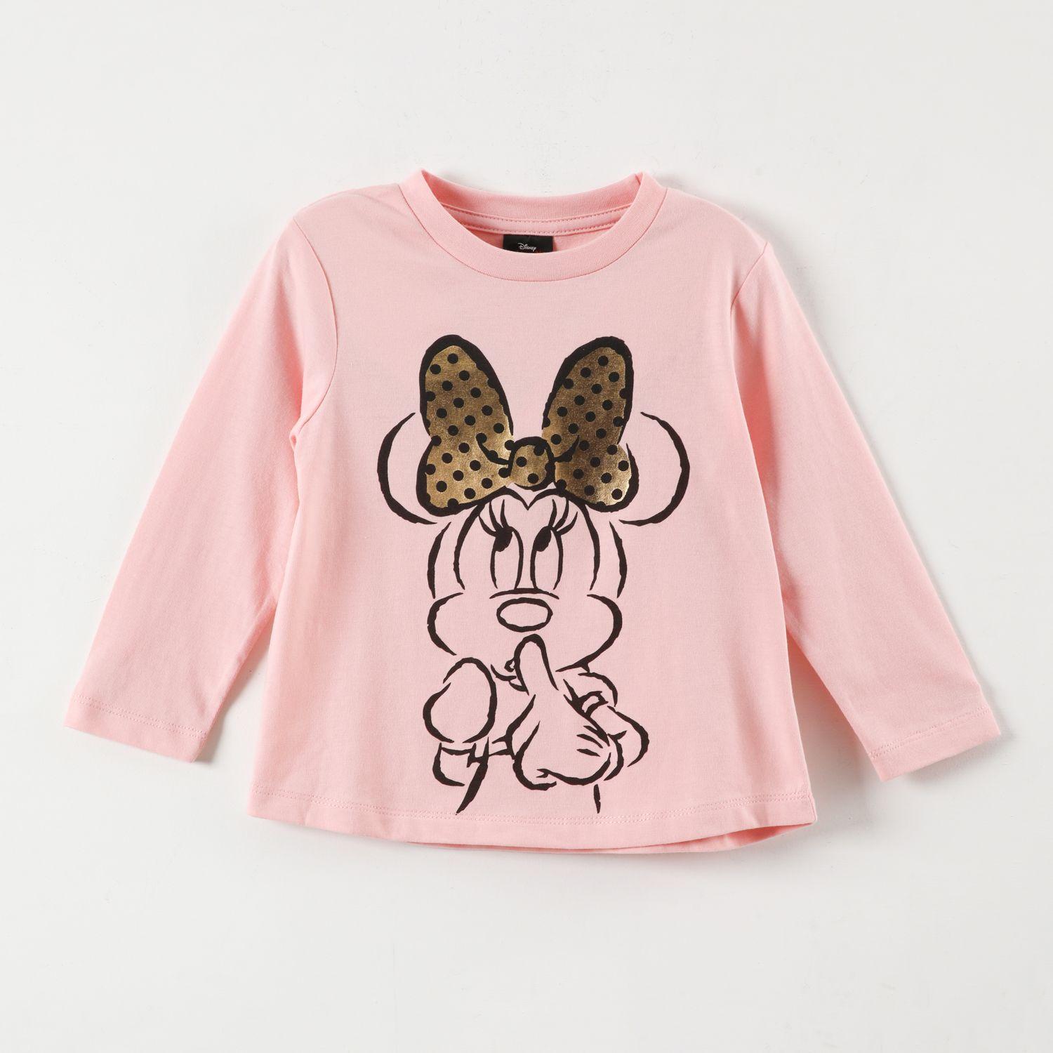 Polera Manga Larga Niña Minnie Glow Rosado Disney-0