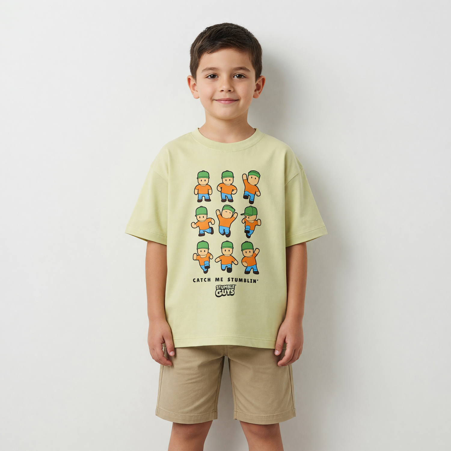 Polera Manga Corta Niño Stumble Guys Estampado Verde-0