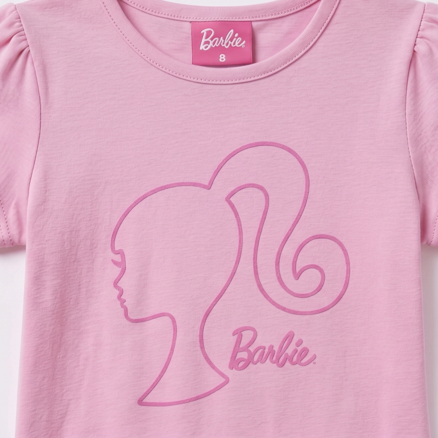 Pijama Manga Corta Niña Barbie Logo Rosado-4