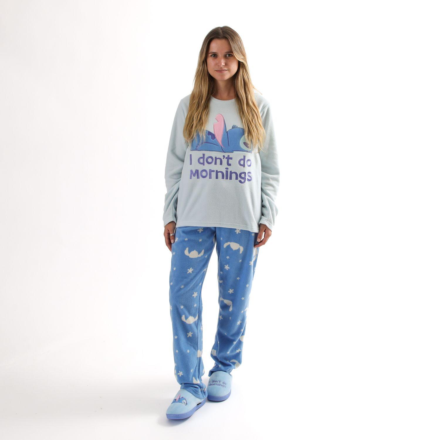 Pijama Polar Mujer Lilo & Stitch Morning Celeste Disney-0