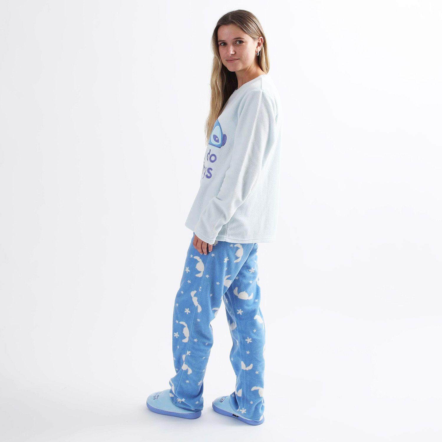 Pijama Polar Mujer Lilo & Stitch Morning Celeste Disney-1