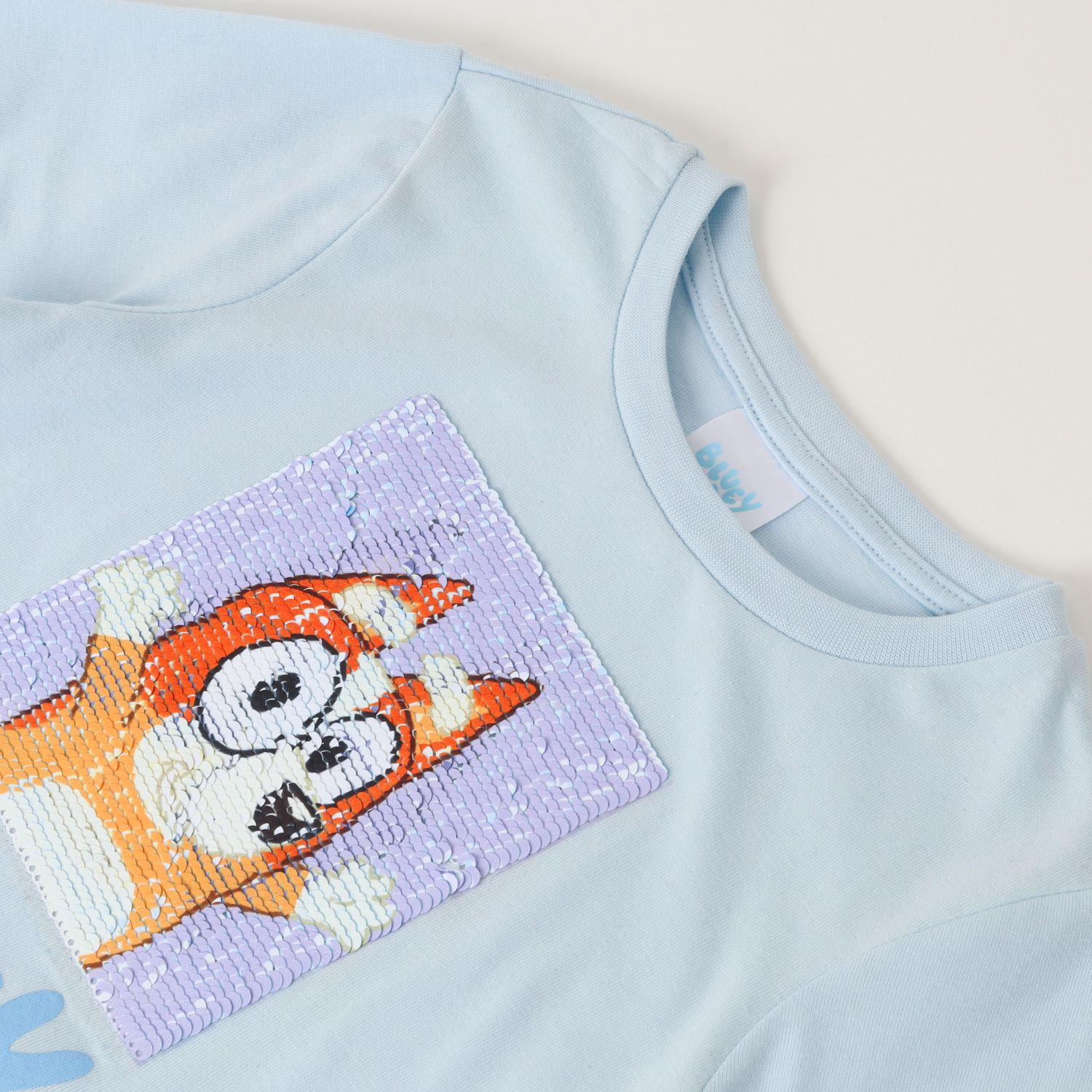 Polera Manga Larga Niña Reversible Celeste Bluey-1