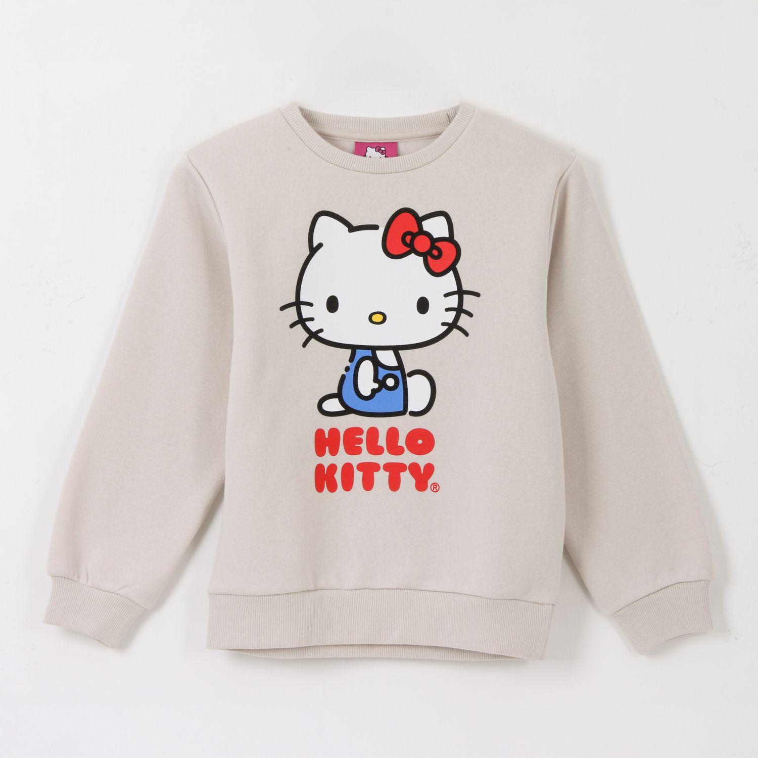 Polerón Cerrado Niña Personaje Gris Blanco Hello Kitty-0