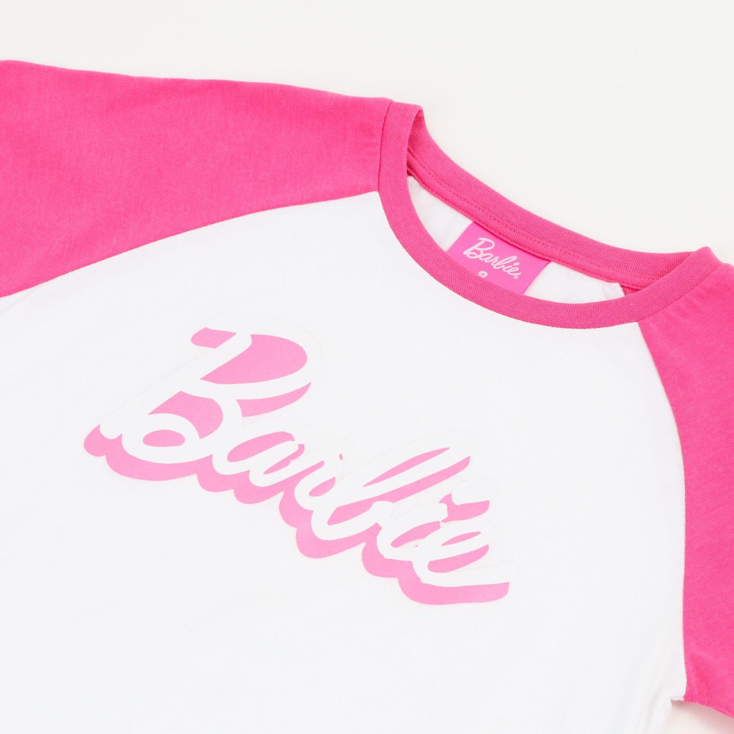 Polera Manga Corta Niña Rosa Raglan Barbie-2