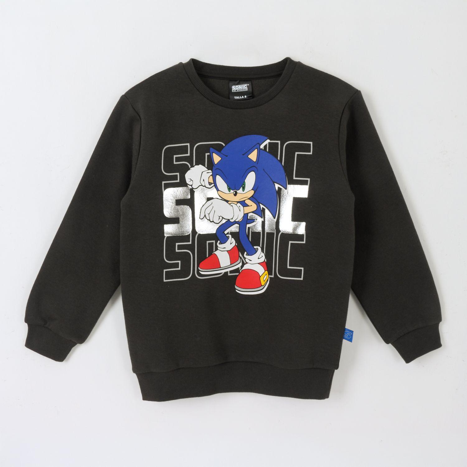 Polerón Cerrado Niño Sonic En Acción Negro Sonic-0