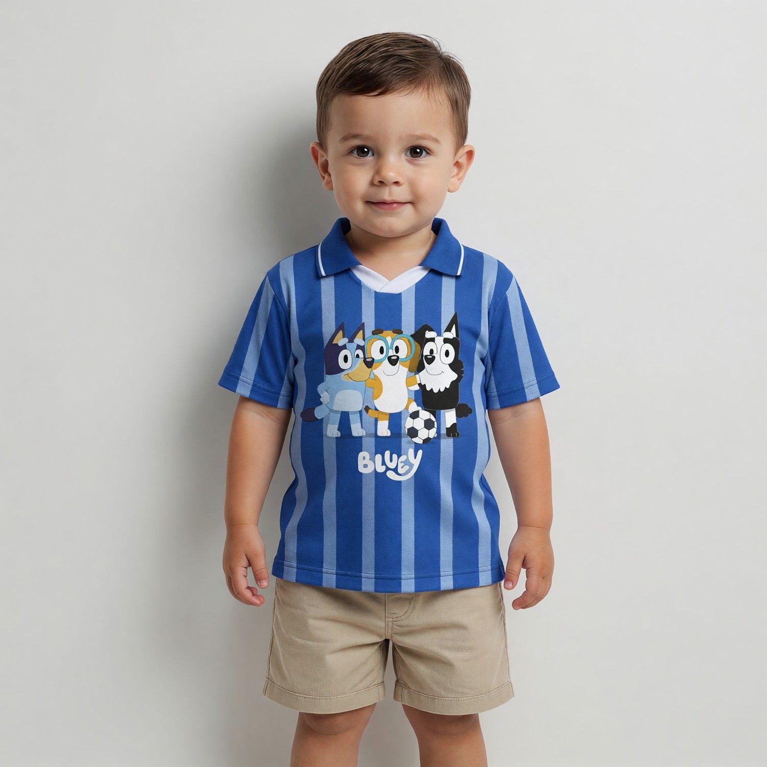 Polera Manga Corta Niño Bluey Futbol Azul-0