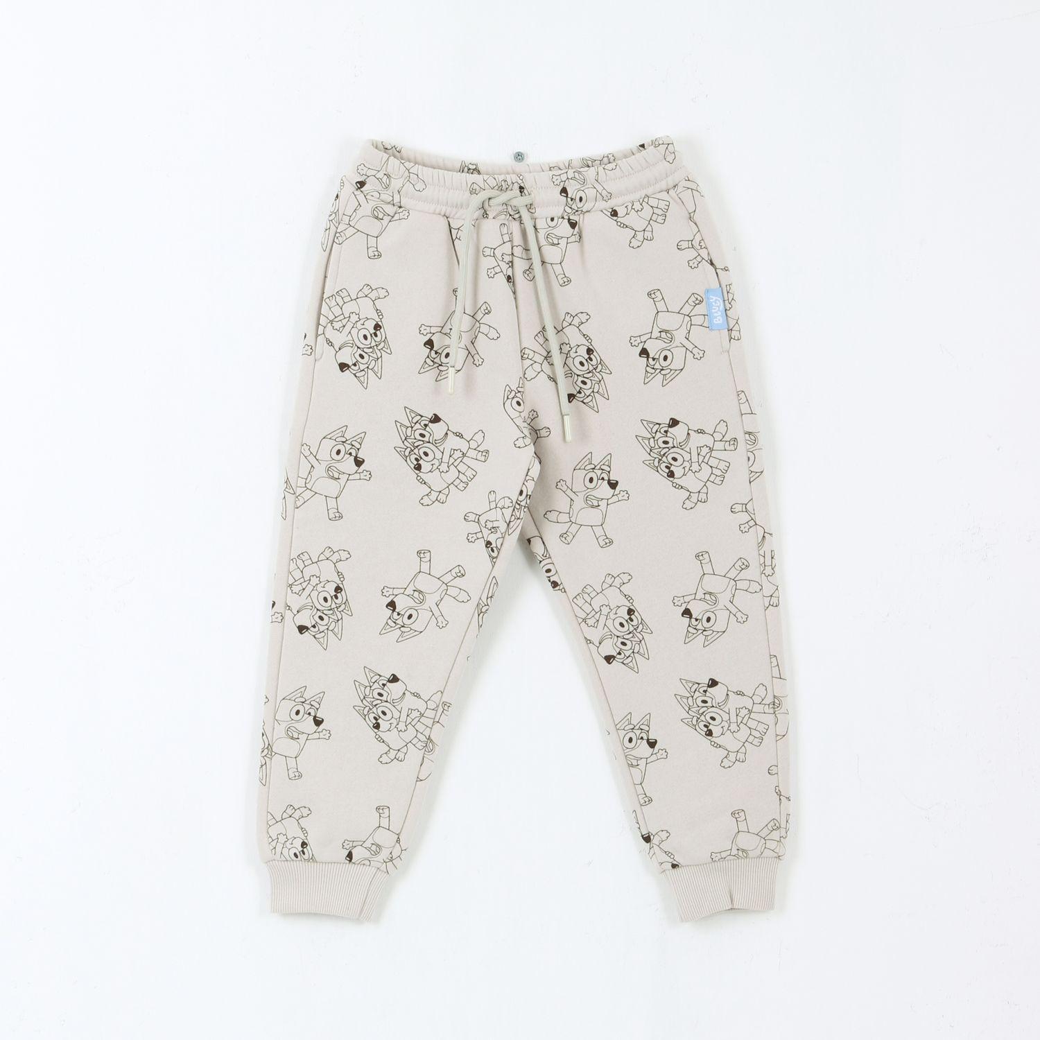 Pantalón de Buzo Niño Full Print Lineal Beige Bluey-0