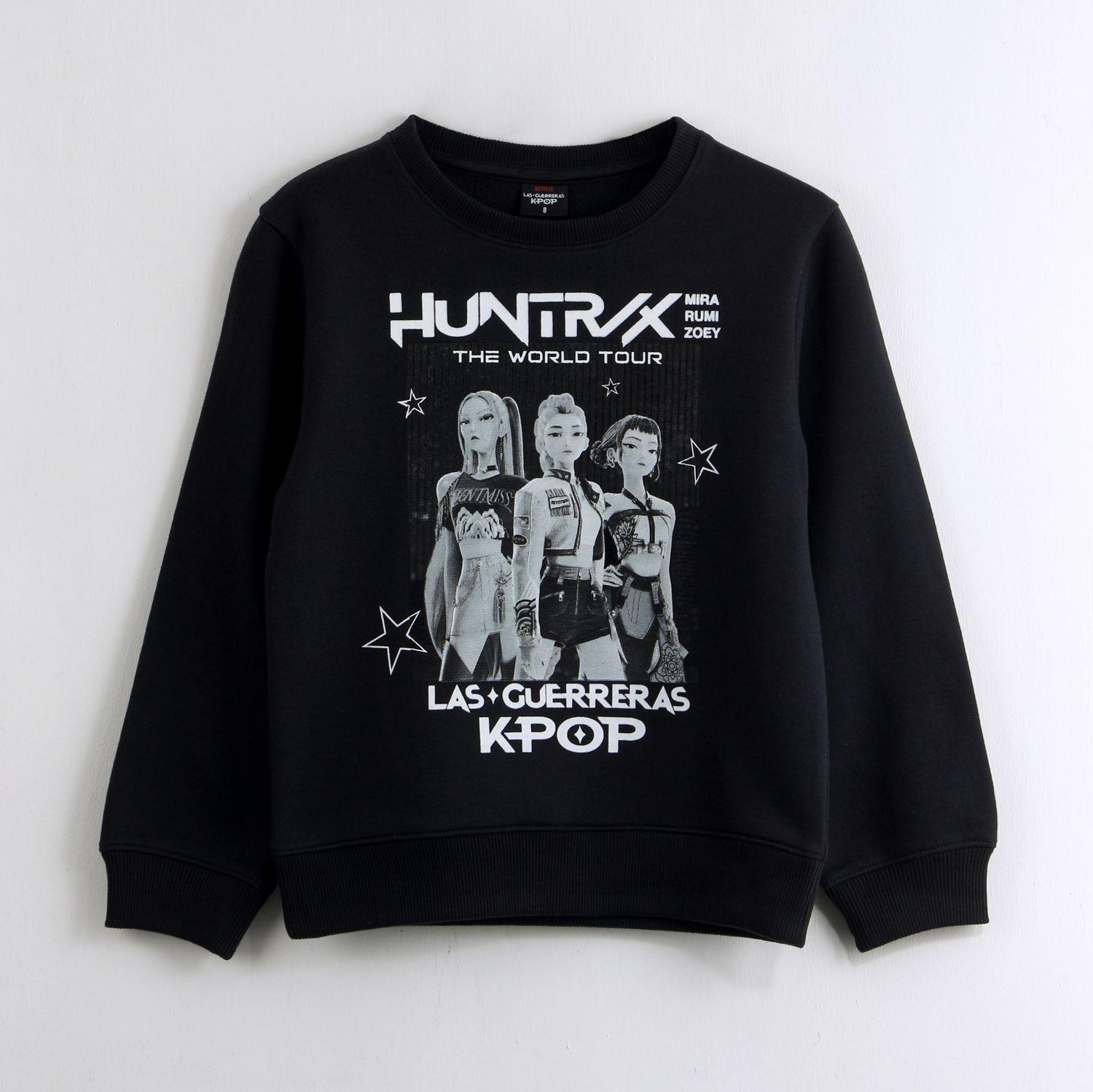 Polerón Cerrado Niña Huntr/x Negro Kpop Demon Hunters-0