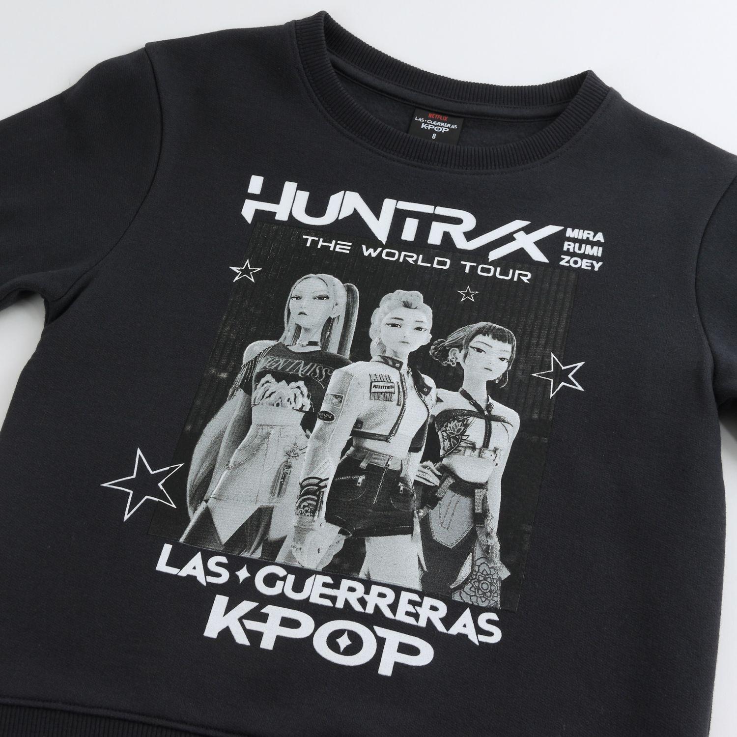 Polerón Cerrado Niña Huntr/x Negro Kpop Demon Hunters-2