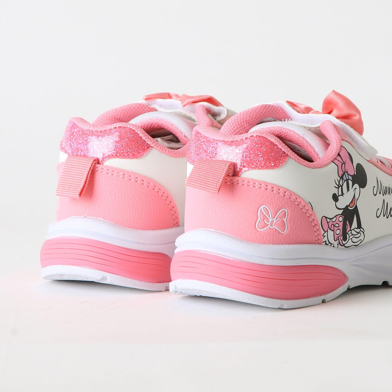 Zapatilla Luces Niña Velcro Moño Minnie Rosado Disney-2