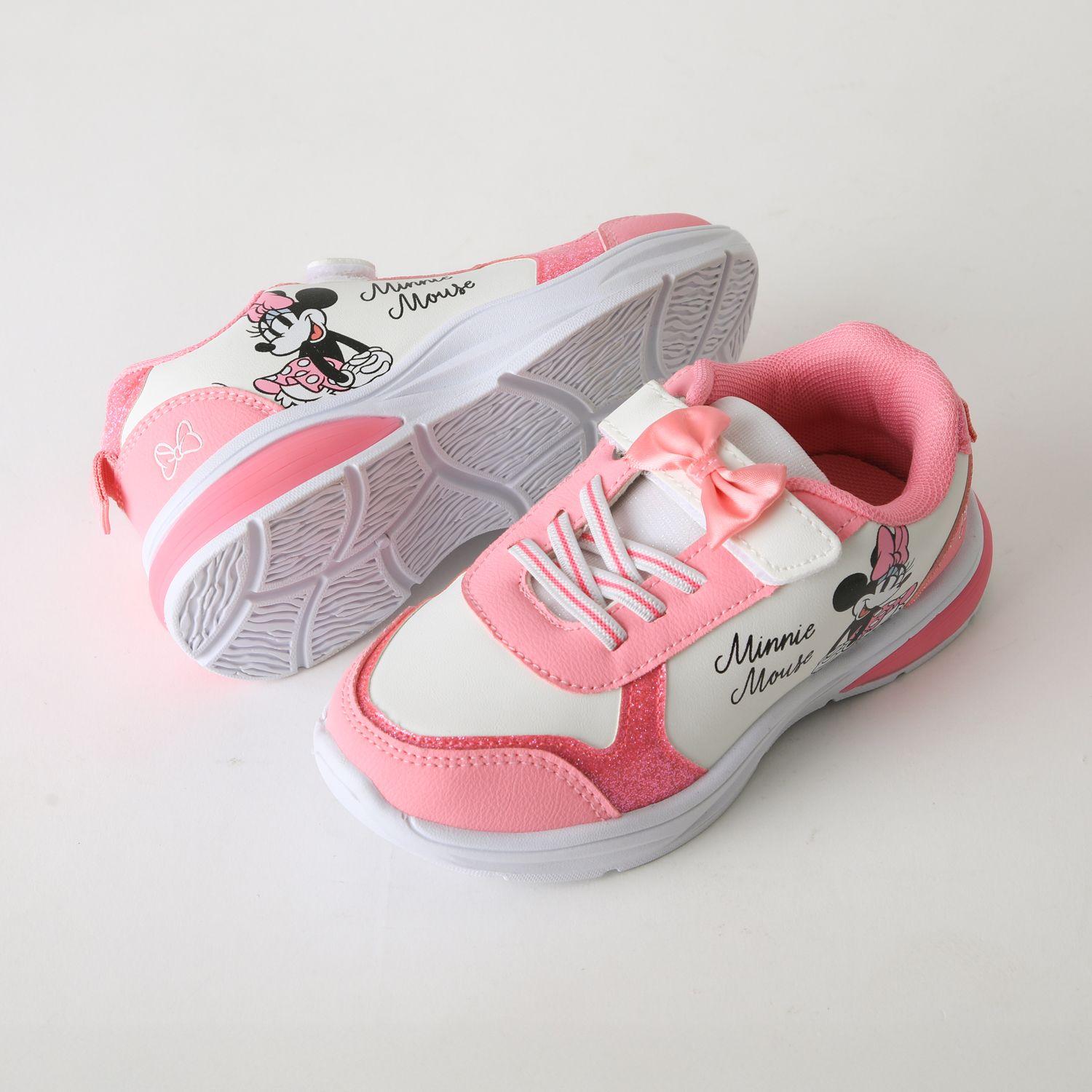 Zapatilla Luces Niña Velcro Moño Minnie Rosado Disney-3