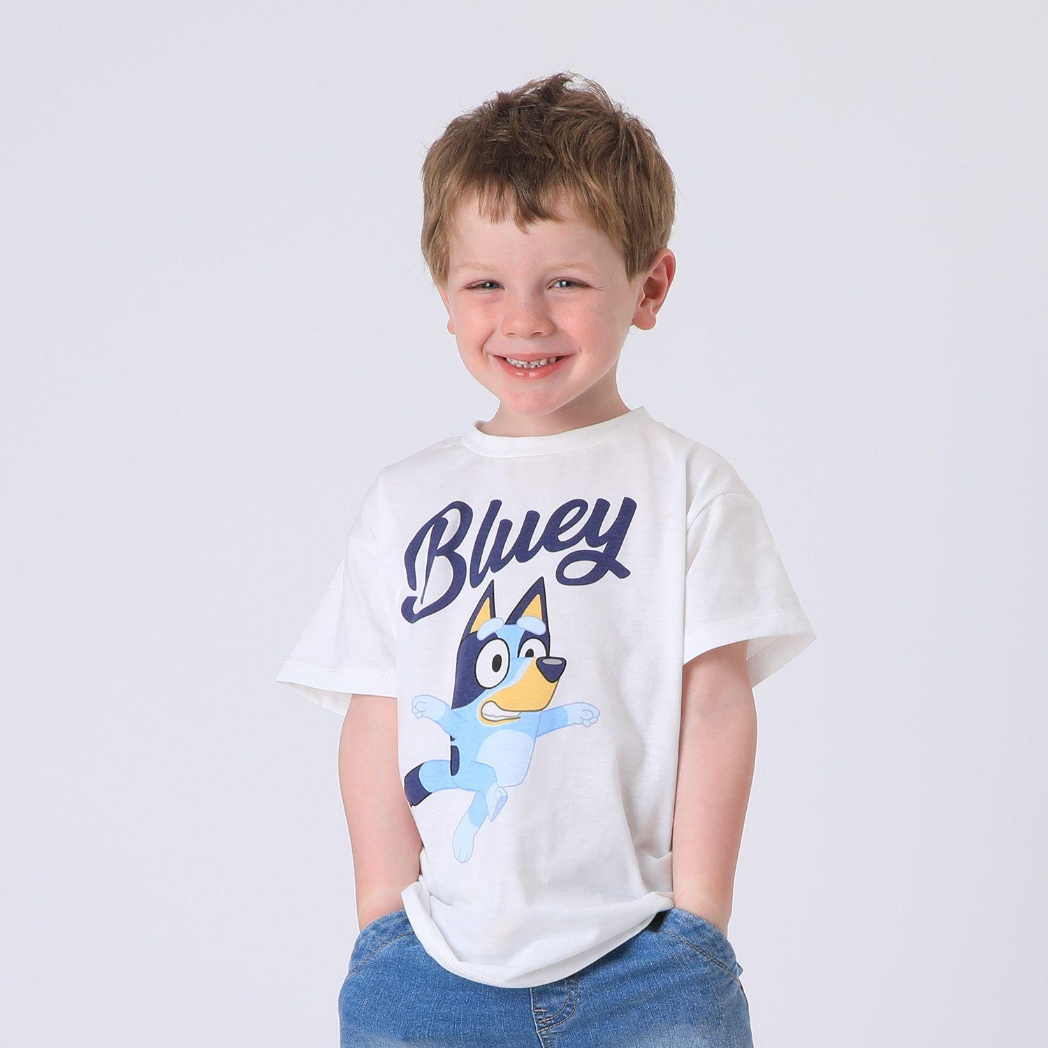 Polera Manga Corta Niño Blanco Jumping Bluey-0