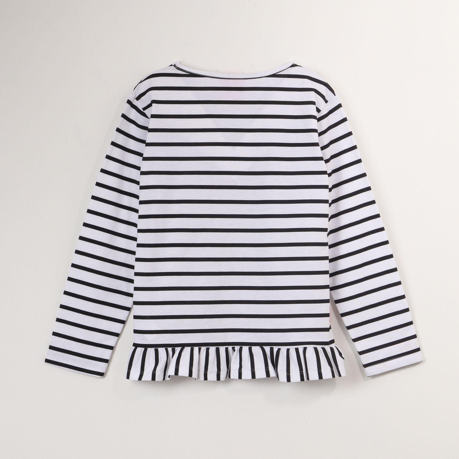 Polera Manga Larga Niña Rayas Blanco Barbie-4