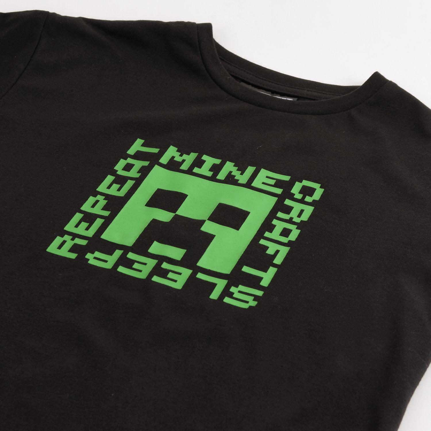 Polera Manga Corta Niño Minecraft Creeper Negro-2