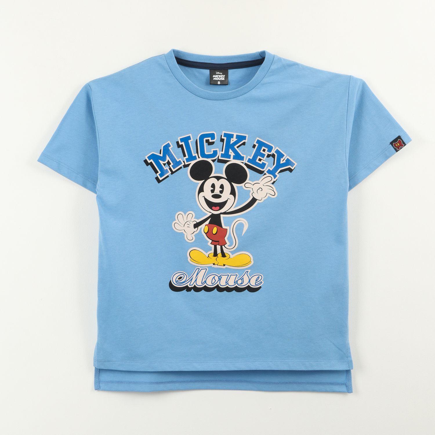 Polera Manga Corta Niño Mickey Vintage Celeste Disney-0
