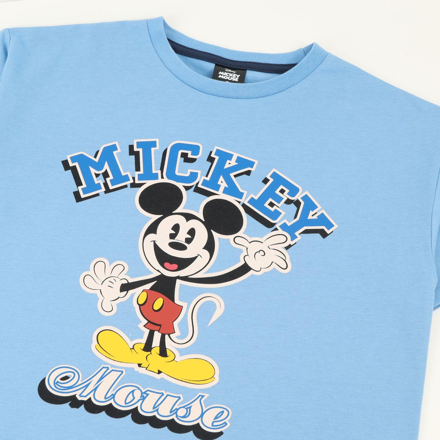 Polera Manga Corta Niño Mickey Vintage Celeste Disney-1
