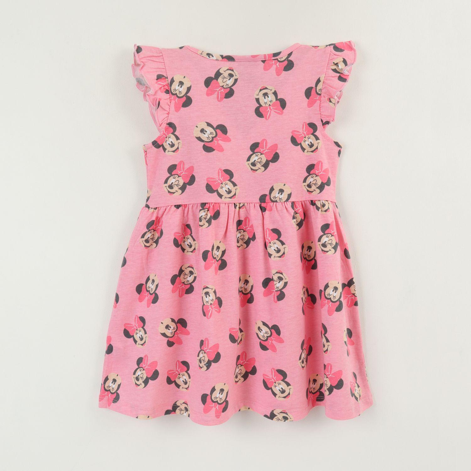 Vestido Sin Manga y Collet Niña Rosa Print Minnie Disney-1