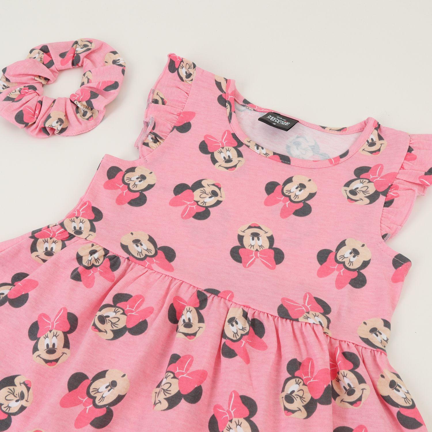 Vestido Sin Manga y Collet Niña Rosa Print Minnie Disney-2