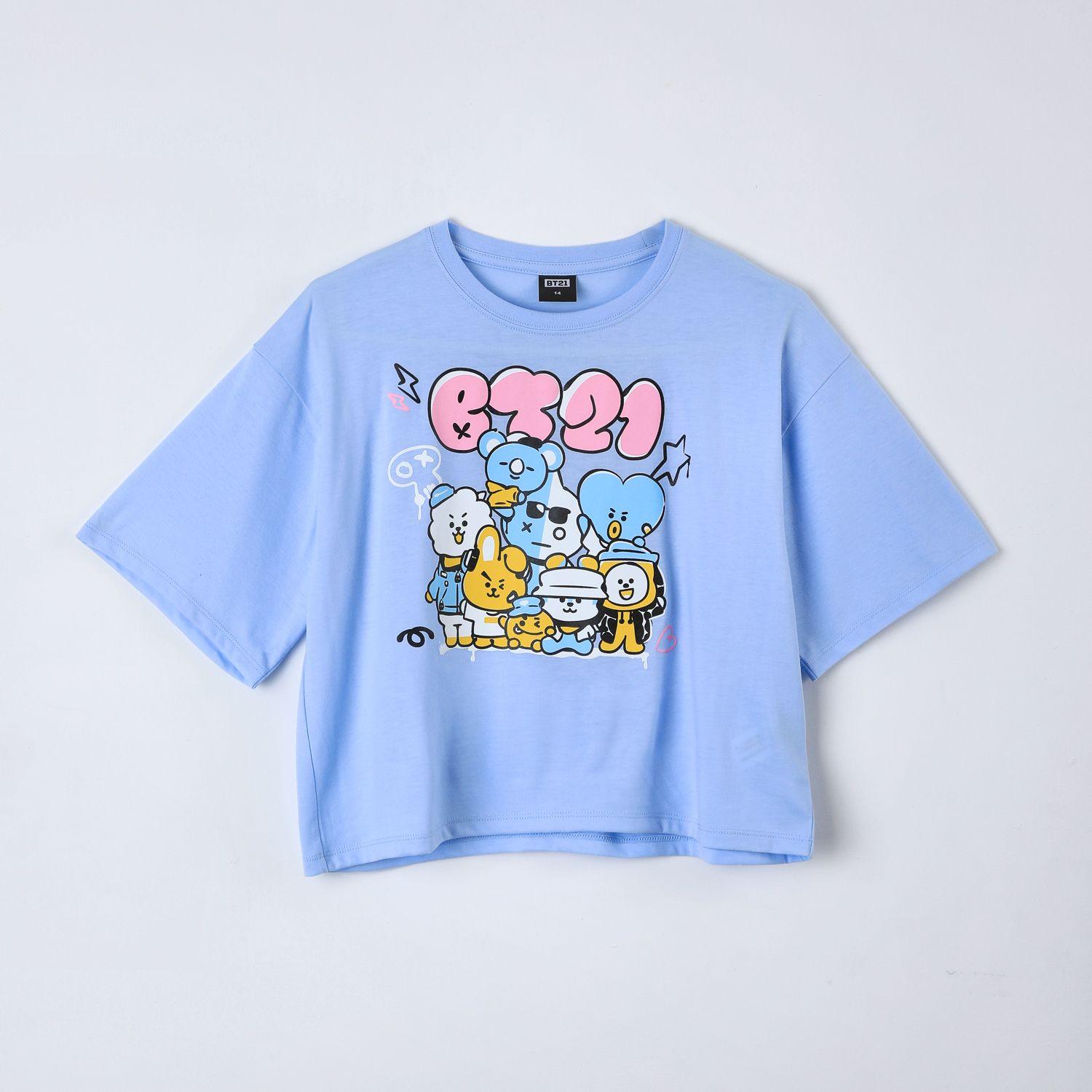 Polera Manga Corta Niña Celeste BT21-1