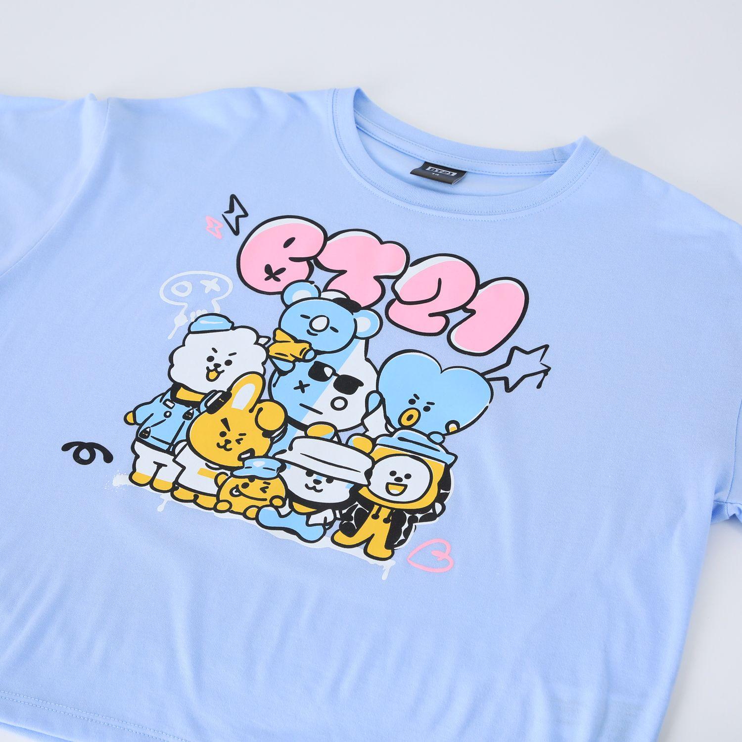 Polera Manga Corta Niña Celeste BT21-3