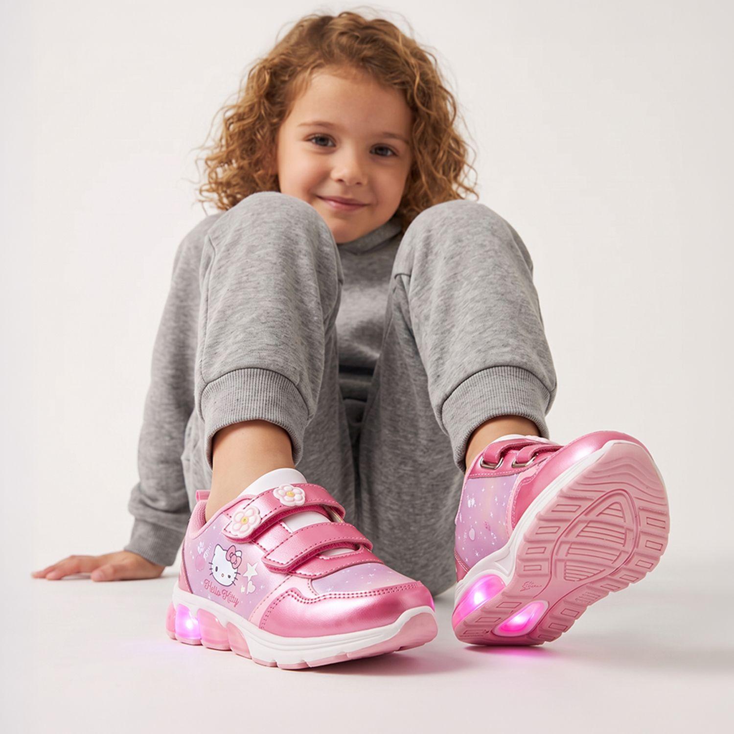 Zapatilla Luces Niña Hello Kitty Marina Rosado-1