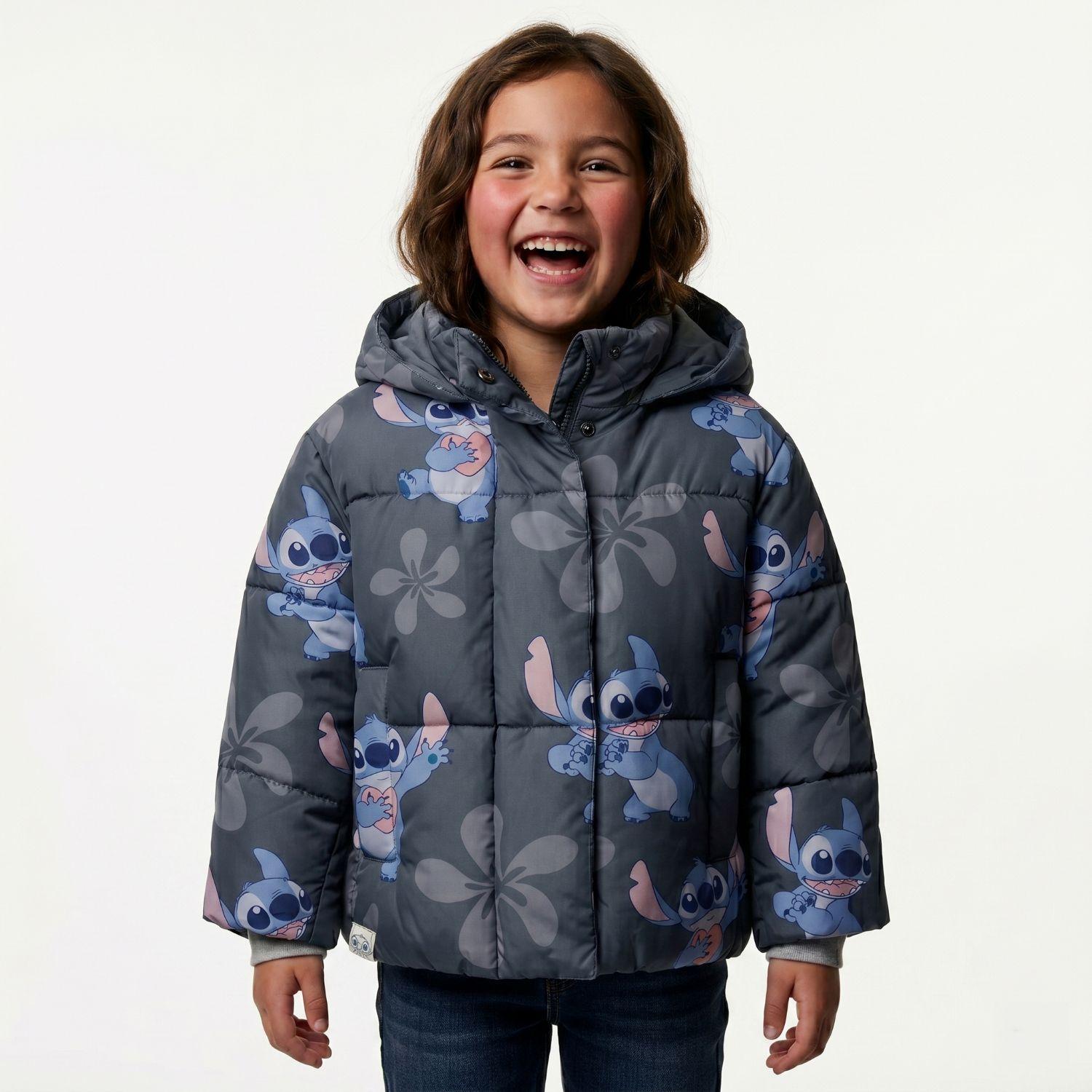 Parka Niña Full Print Lilo & Stitch Gris Disney-0