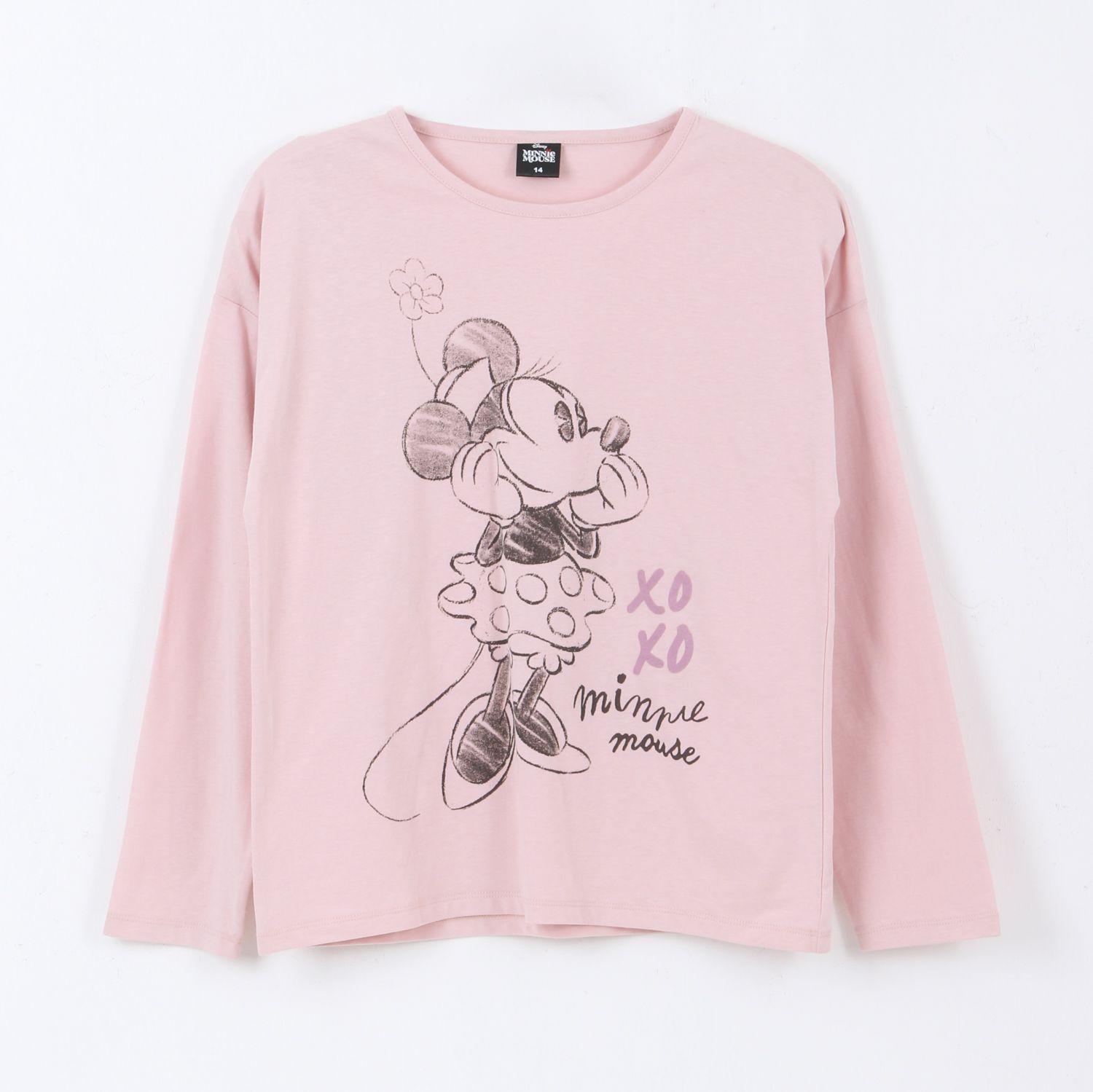 Polera Manga Larga Niña Lineal Minnie Mouse Rosado Disney-0
