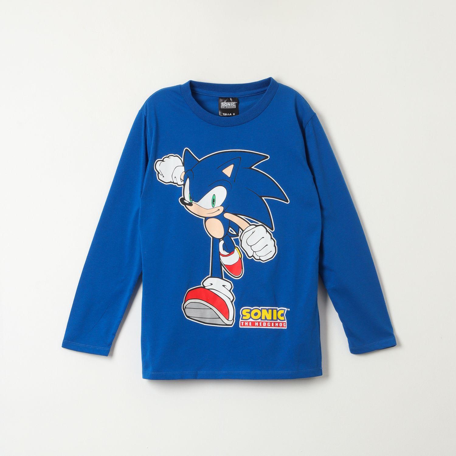 Polera Manga Larga Niño Running Azul Sonic-0