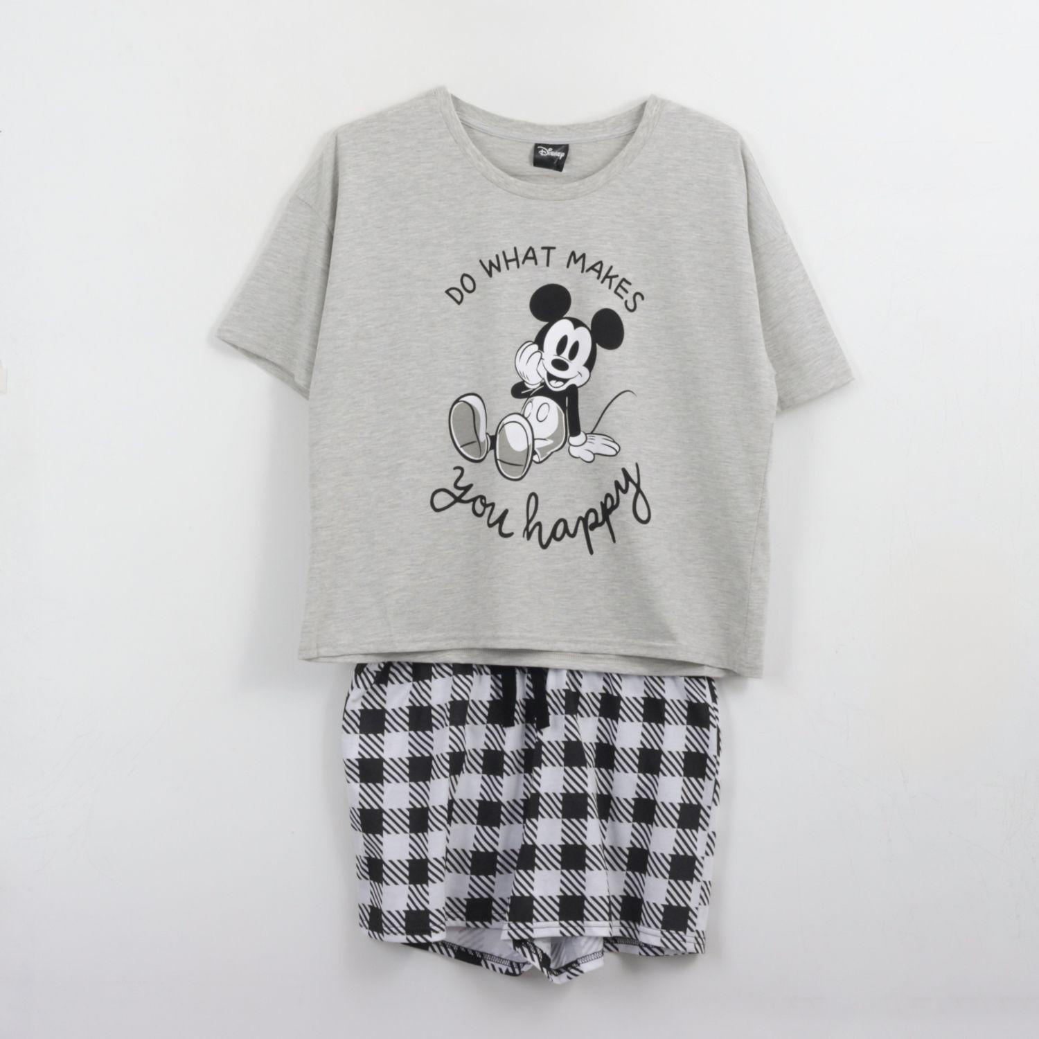 Pijama Manga Corta Mujer Gris Happy Mickey Disney-0