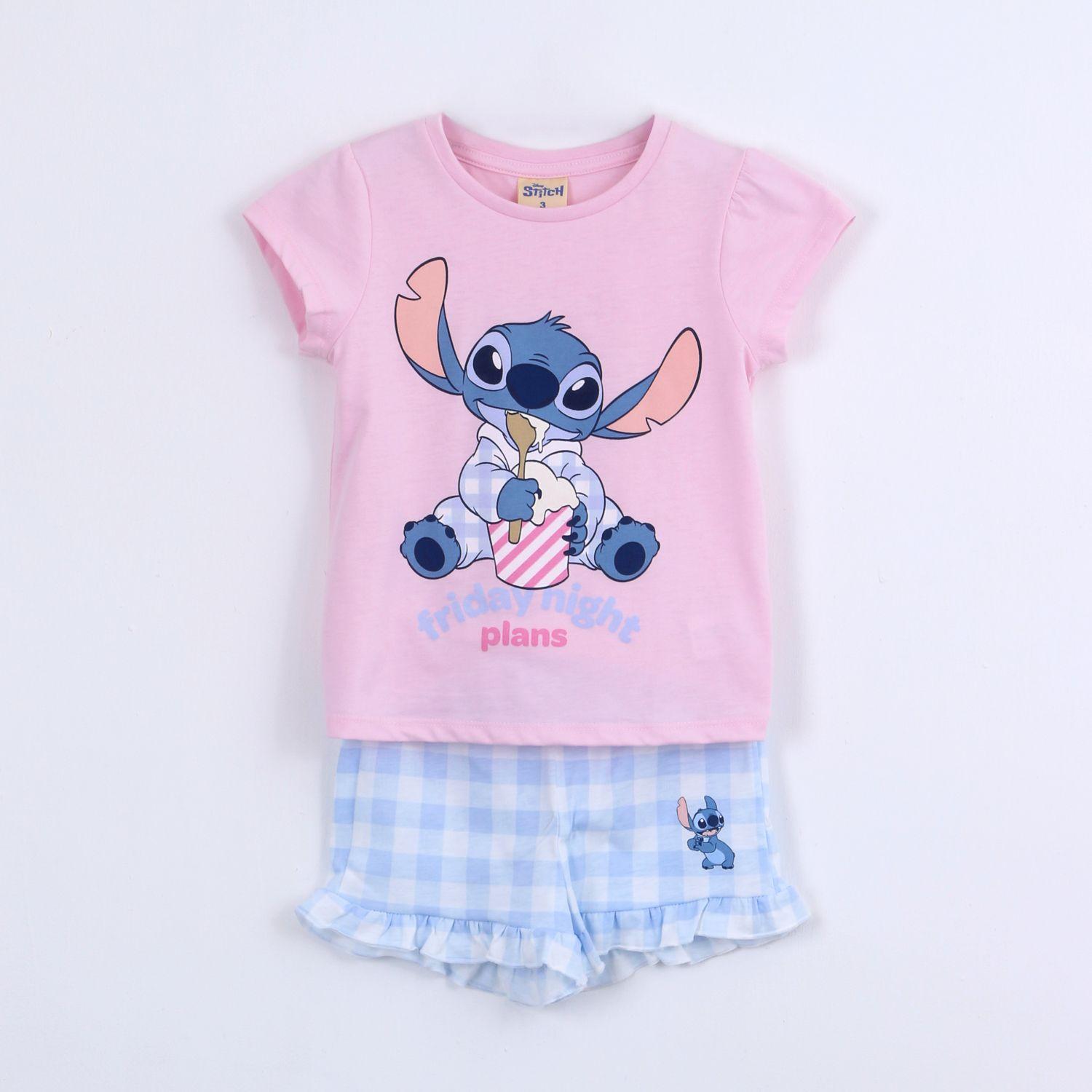 Pijama Manga Corta Niña Stitch Disney Friday Night Rosado-0