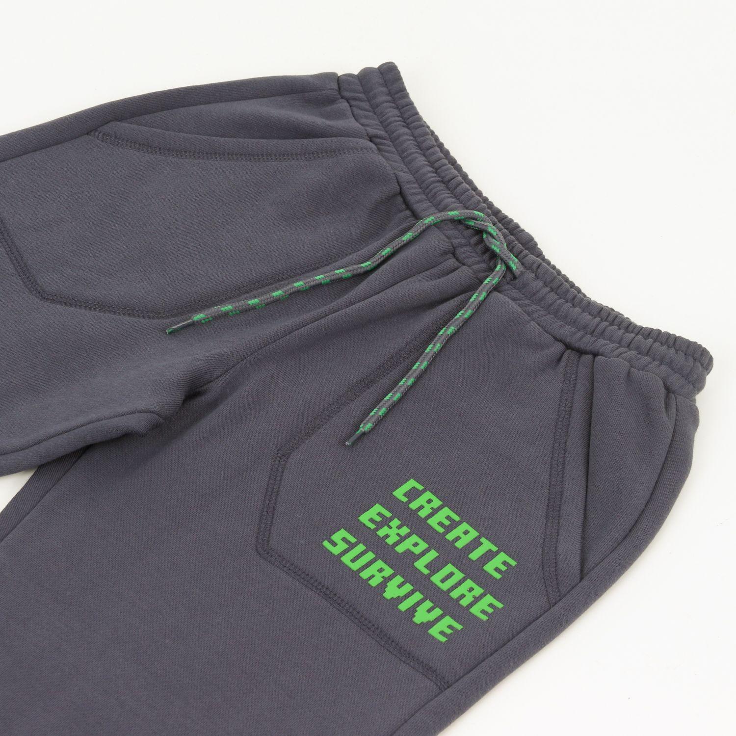 Pantalón de Buzo Niño Create Explore Survive Gris Minecraft-2