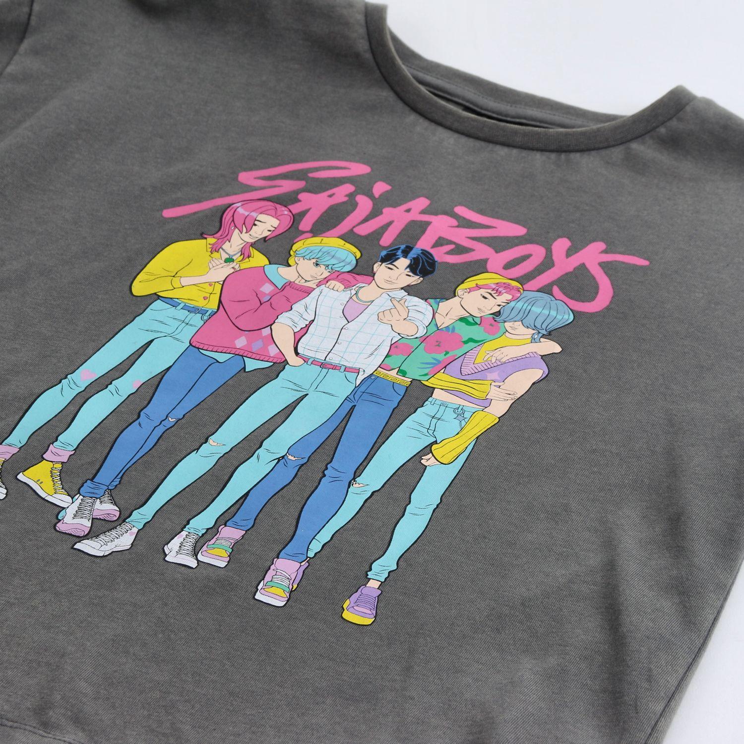 Polera Manga Larga Niña Saja Boys Kpop Demon Hunters Gris-2