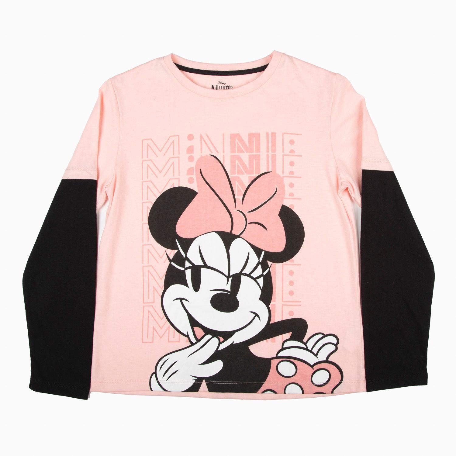 Polera Manga Larga Niña Doble Manga Minnie Rosado Disney-0