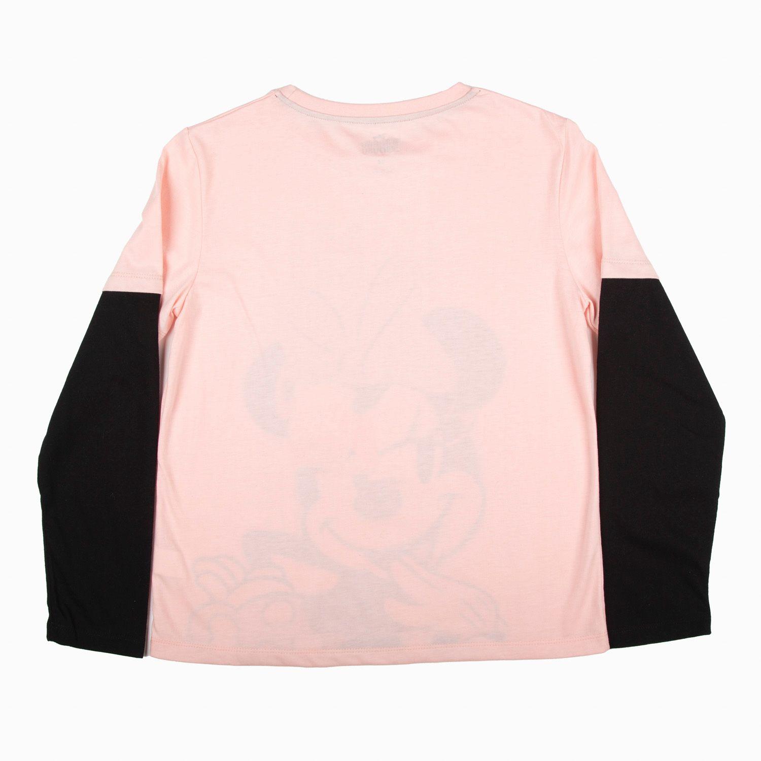 Polera Manga Larga Niña Doble Manga Minnie Rosado Disney-1