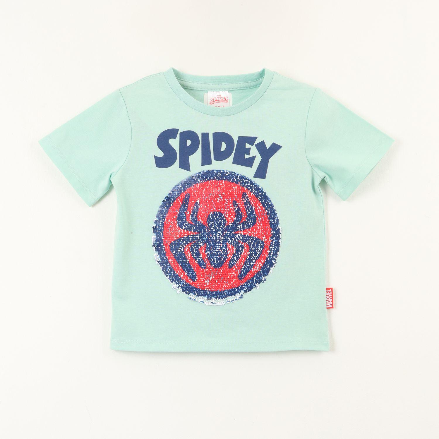Polera Manga Corta Niño Spidey Lentejuelas Azul Marvel-0