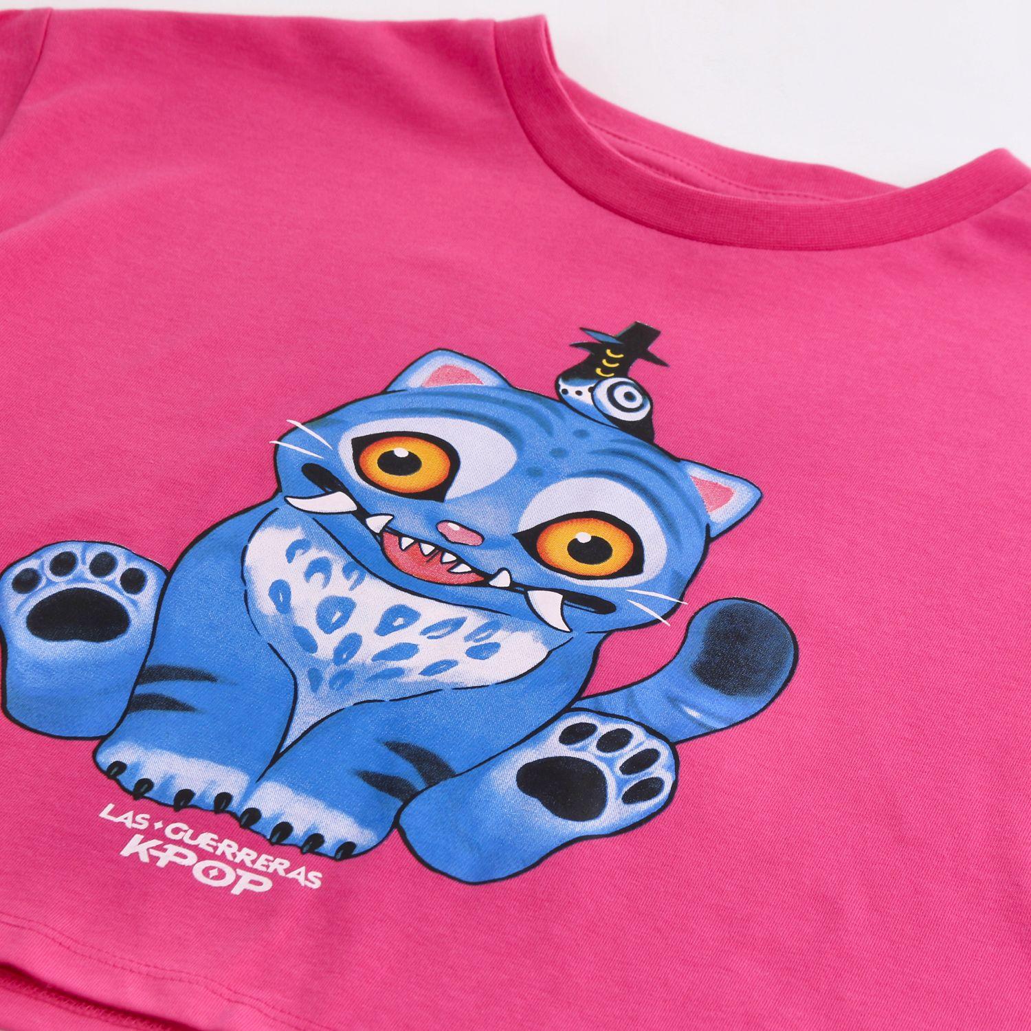Polera Manga Corta Niña Kpop Demon Hunters Demonio Rosado-2