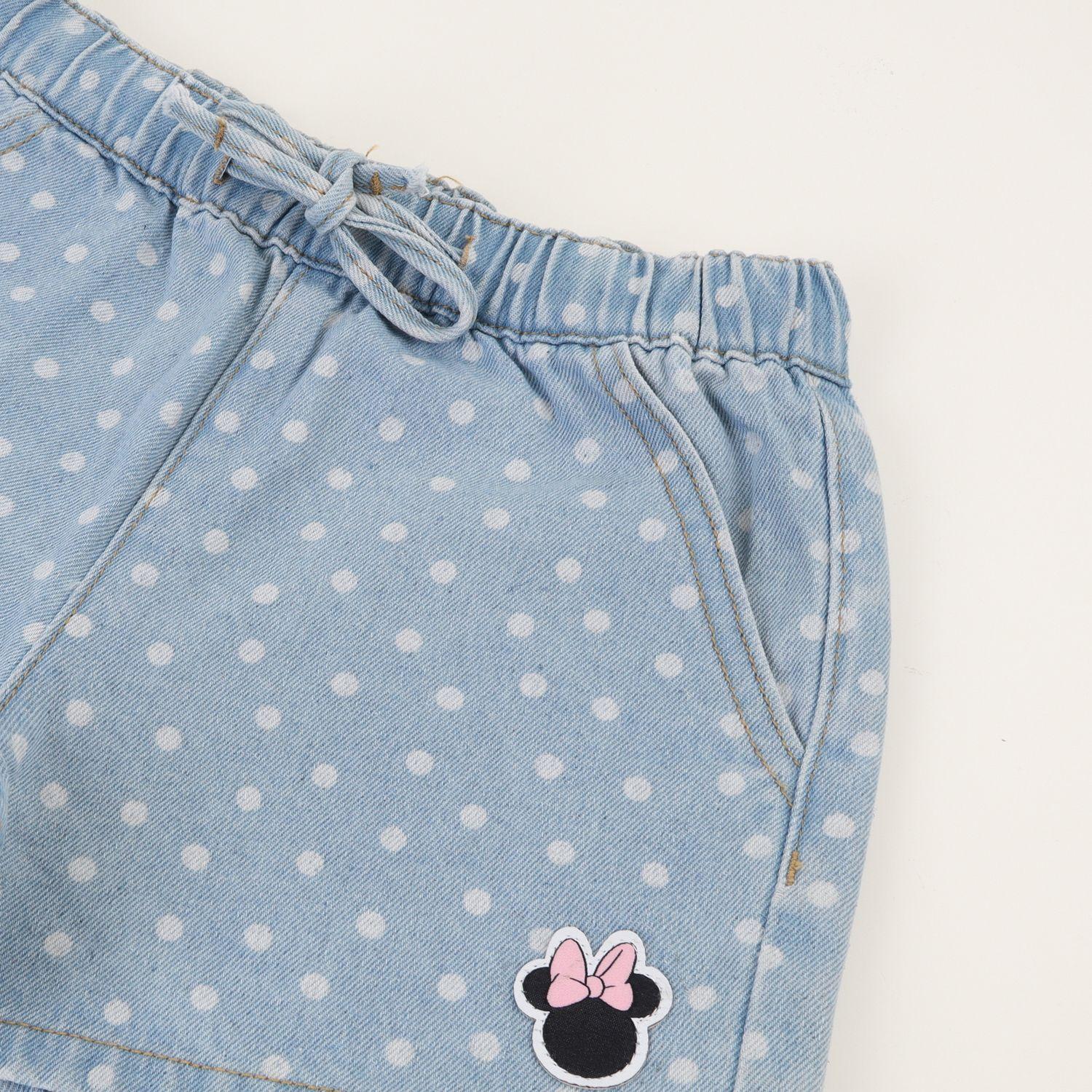 Short Niña Azul Mezclilla Puntos Minnie Disney-2