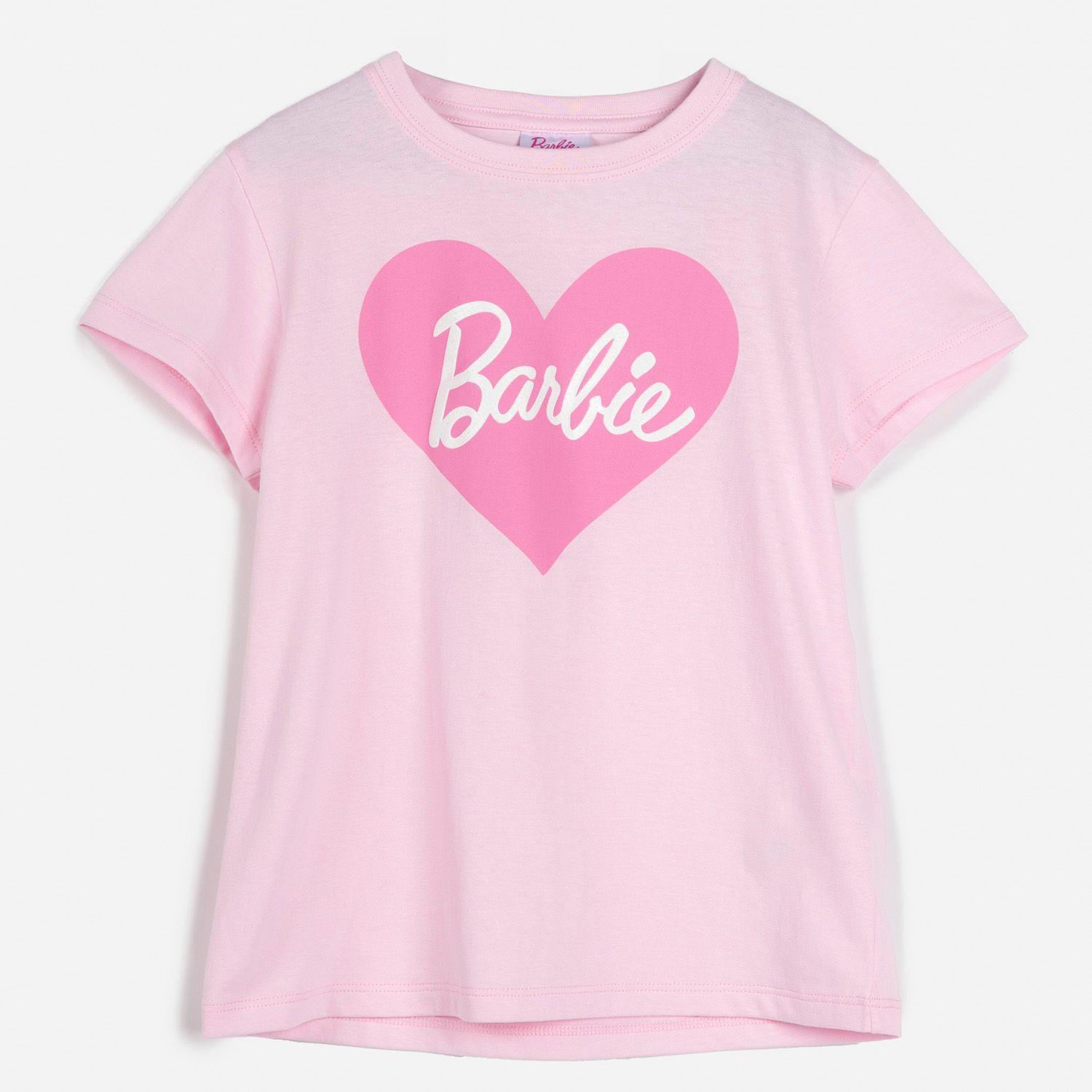 Polera Manga Corta Niña Corazon Rosado Barbie-0