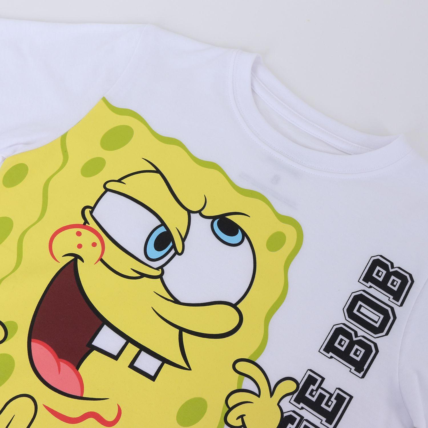 Polera Manga Corta Niño Blanco Personaje Bob Esponja-2